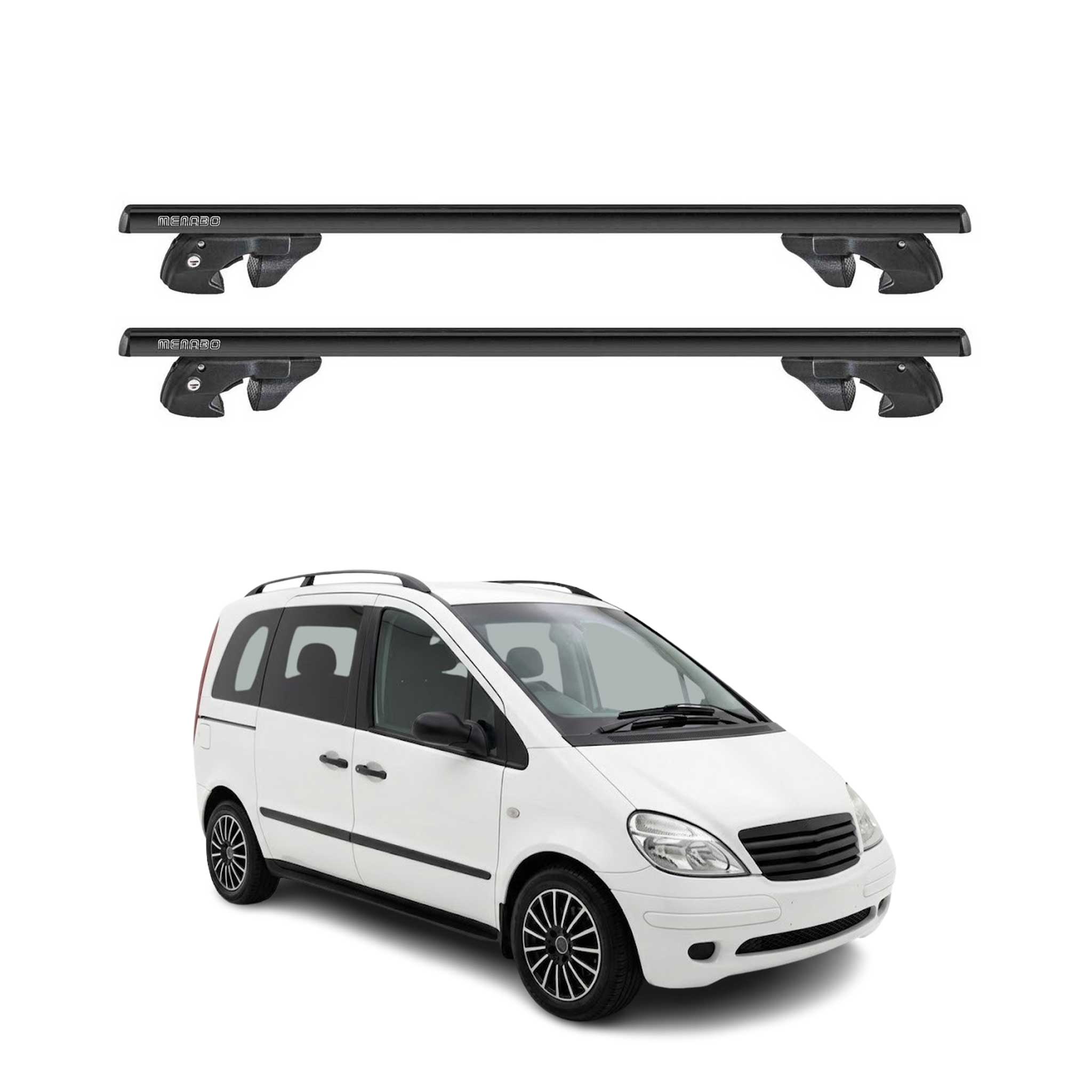 Dachträger Grundtäger für Mercedes Vaneo W414 2001-2005 Alu 90kg TÜV Schwarz 2x