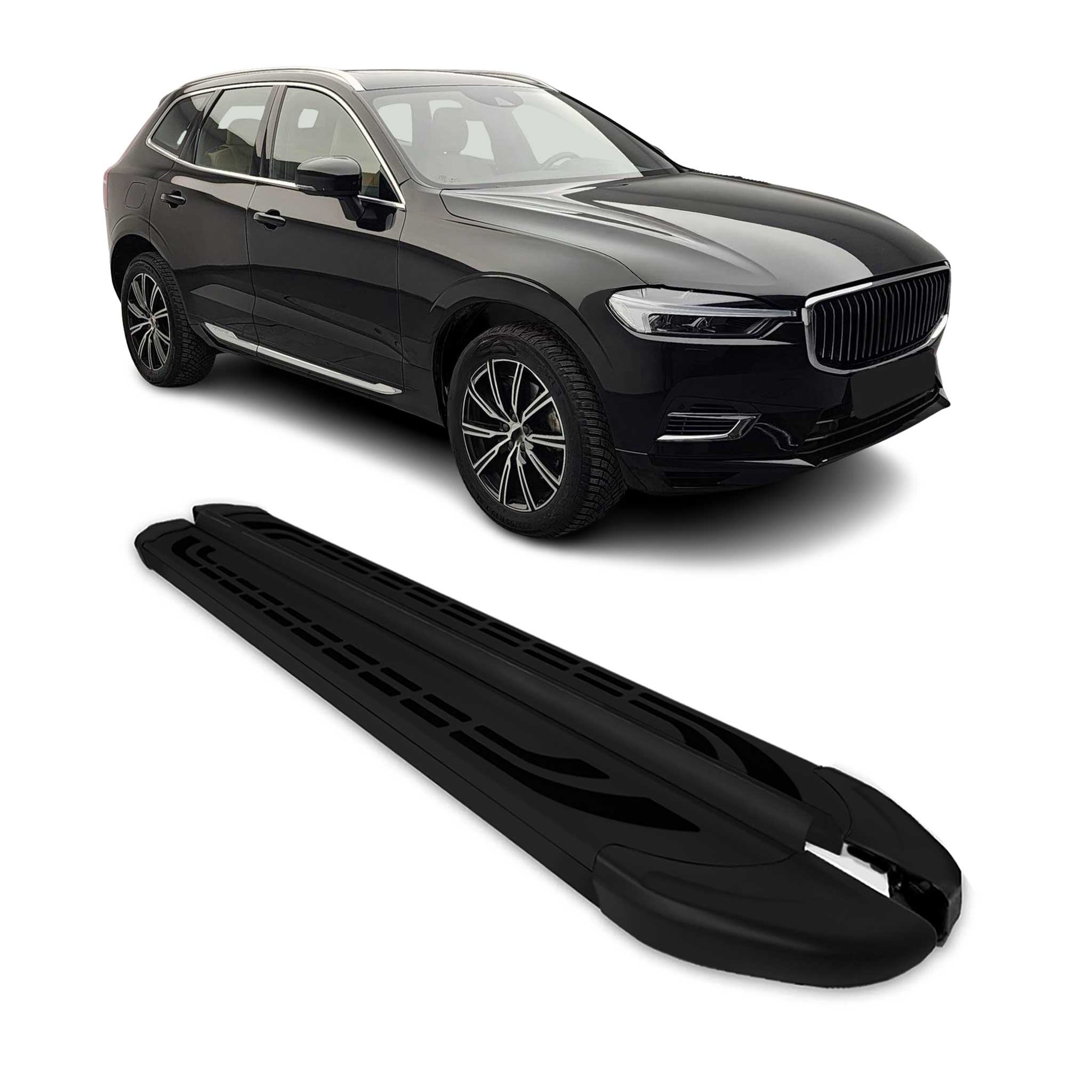 Trittbretter Seitenschweller Seitenbretter für Volvo XC60 2017-2025 Alu Schwarz