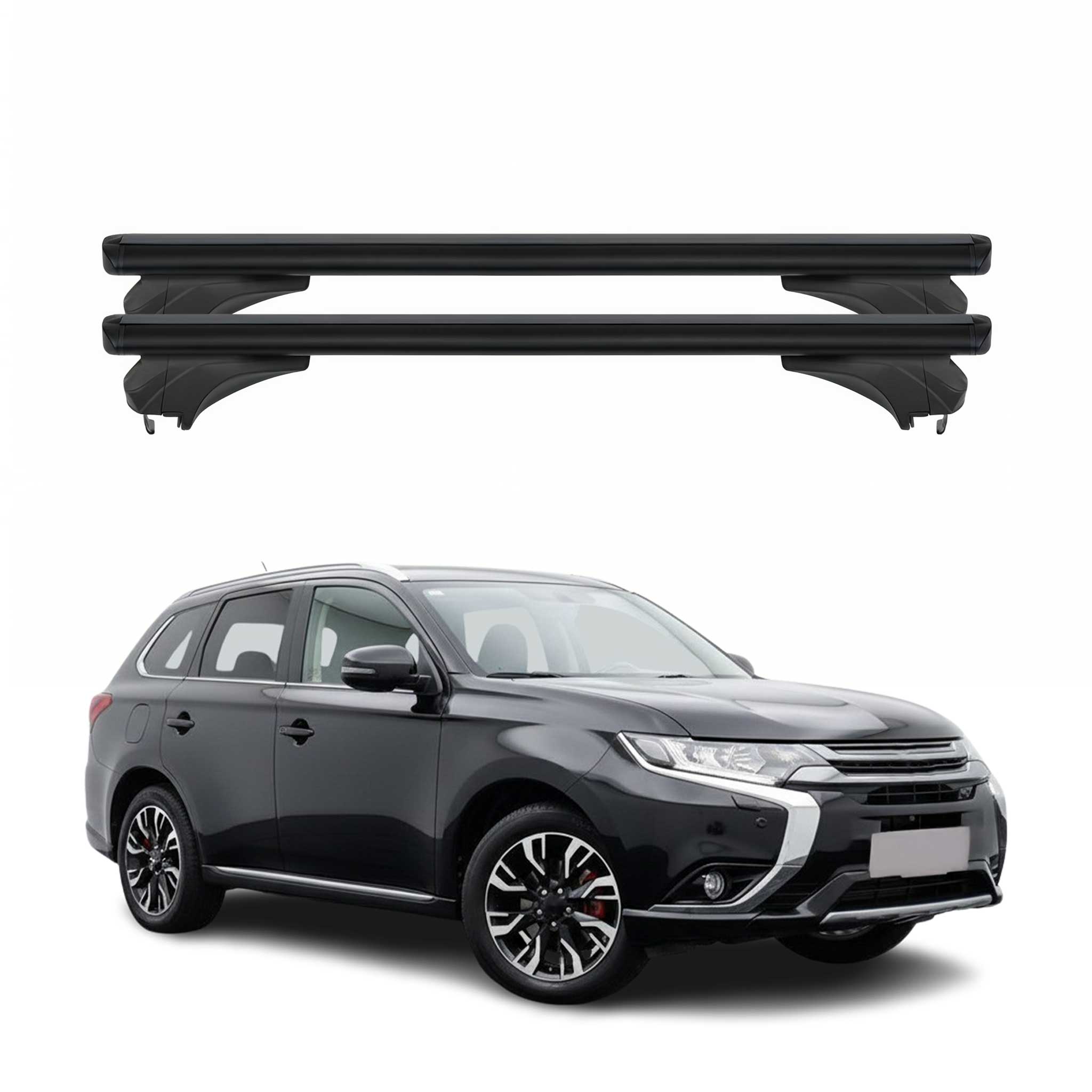 Menabo Dachträger für Mitsubishi Outlander Phev 2013-2021 Aluminium Schwarz 2tlg