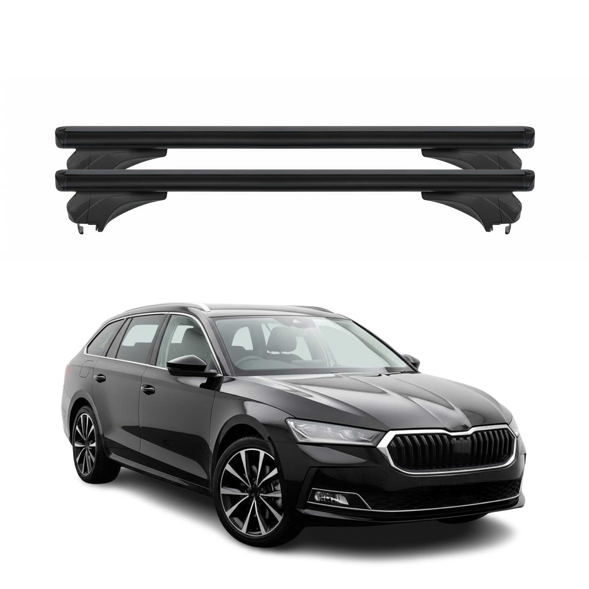 Menabo Dachträger für Skoda Superb 3V Kombi 2015-2024 Aluminium Schwarz 2 tlg