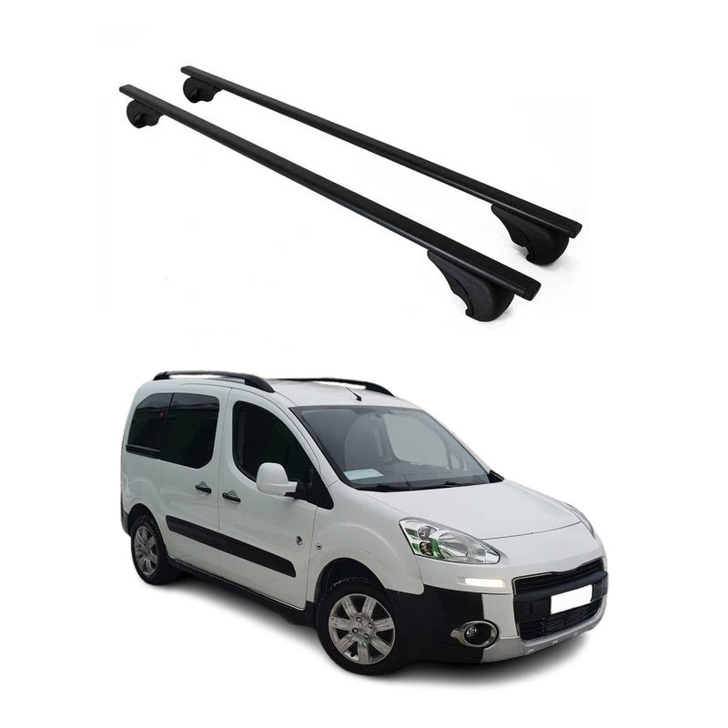 Dachträger Grundtäger für Peugeot Partner Tepee 2008-2018 75kg Metall Schwarz 2x