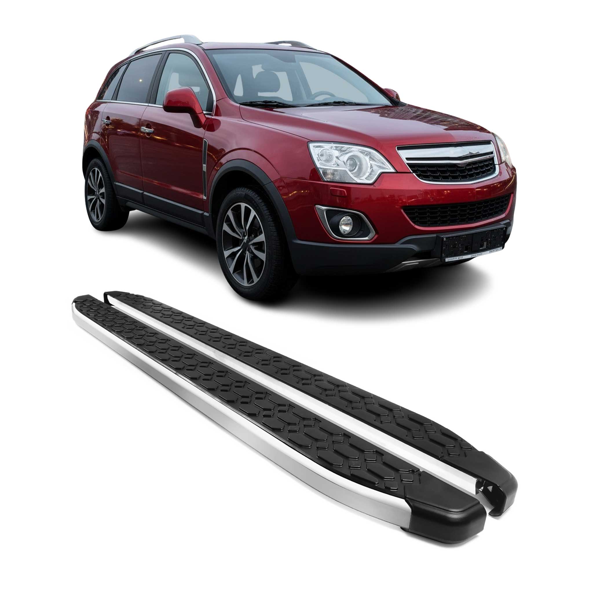 Alu Trittbretter Seitenschweller für Opel Antara 2006-2015 Schwarz Silber 2tlg
