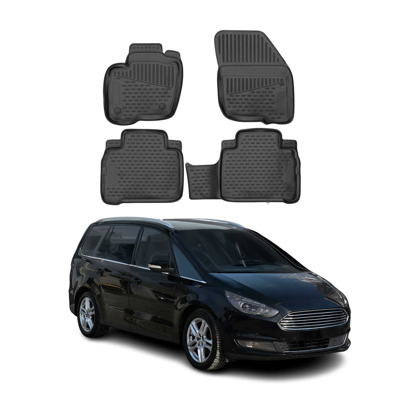 OMAC Gummimatten Fußmatten für Ford S-Max Galaxy 2015-2024 TPE Matten Schwarz 4x