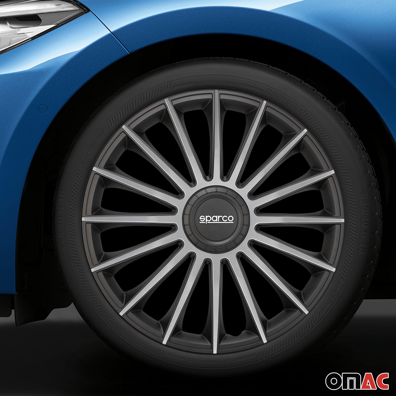 Radkappen Radzierblenden Sparco Treviso 14" Zoll Abdeckung Set Schwarz Silber 4x
