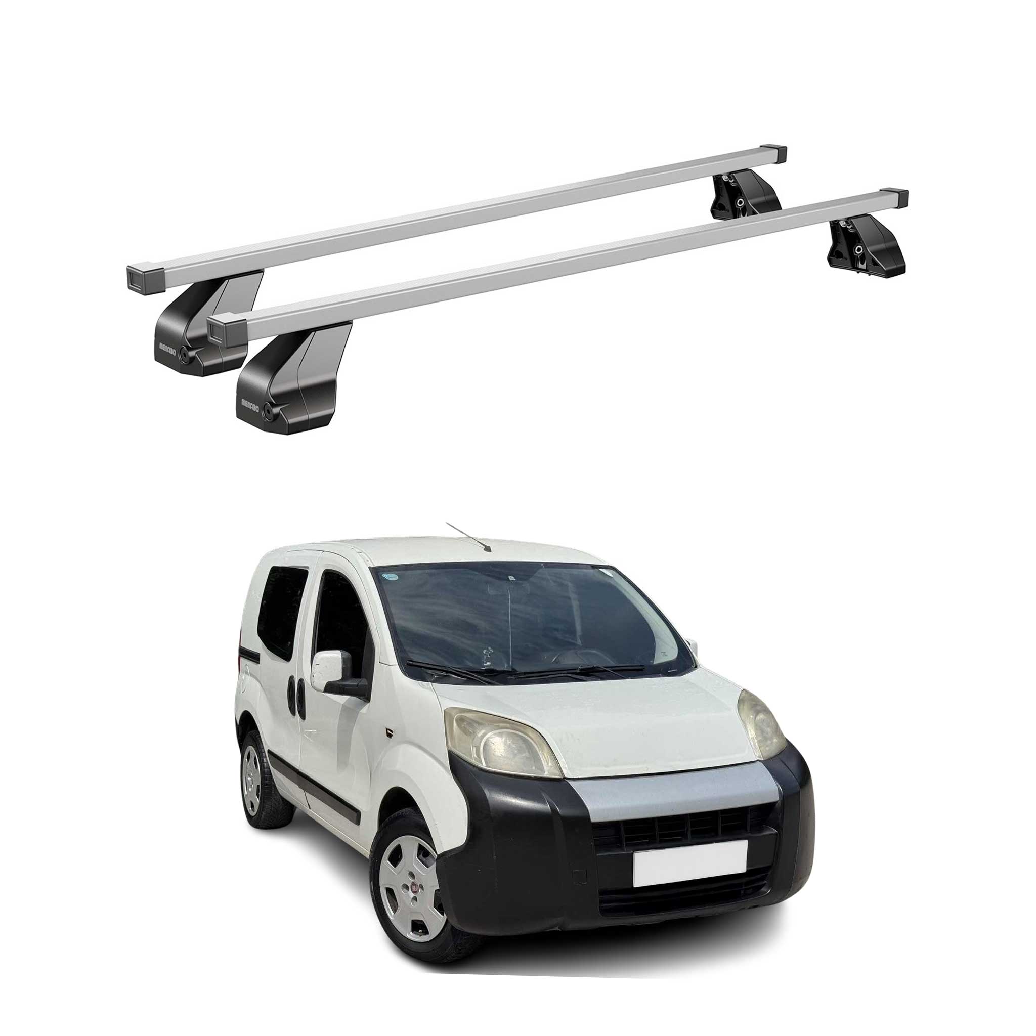 Menabo Dachträger Grundtäger für Fiat Fiorino 2007-2016 75kg Stahl Silber 2 tlg