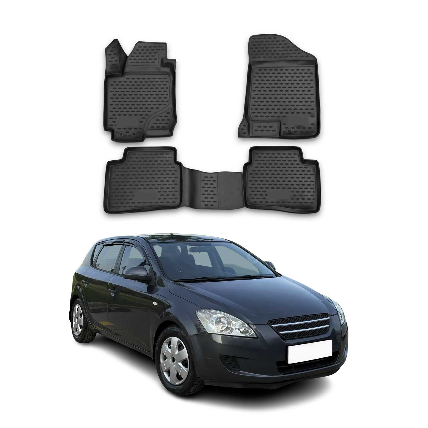OMAC Gummimatten Fußmatten für Kia Ceed 2006-2012 TPE Automatten Schwarz 4x