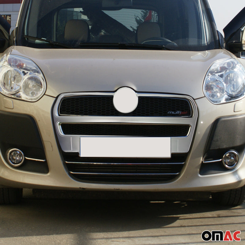 Kühlergrill Leisten Grillleisten für Fiat Doblo 2010-2014 Edelstahl Silber 2x