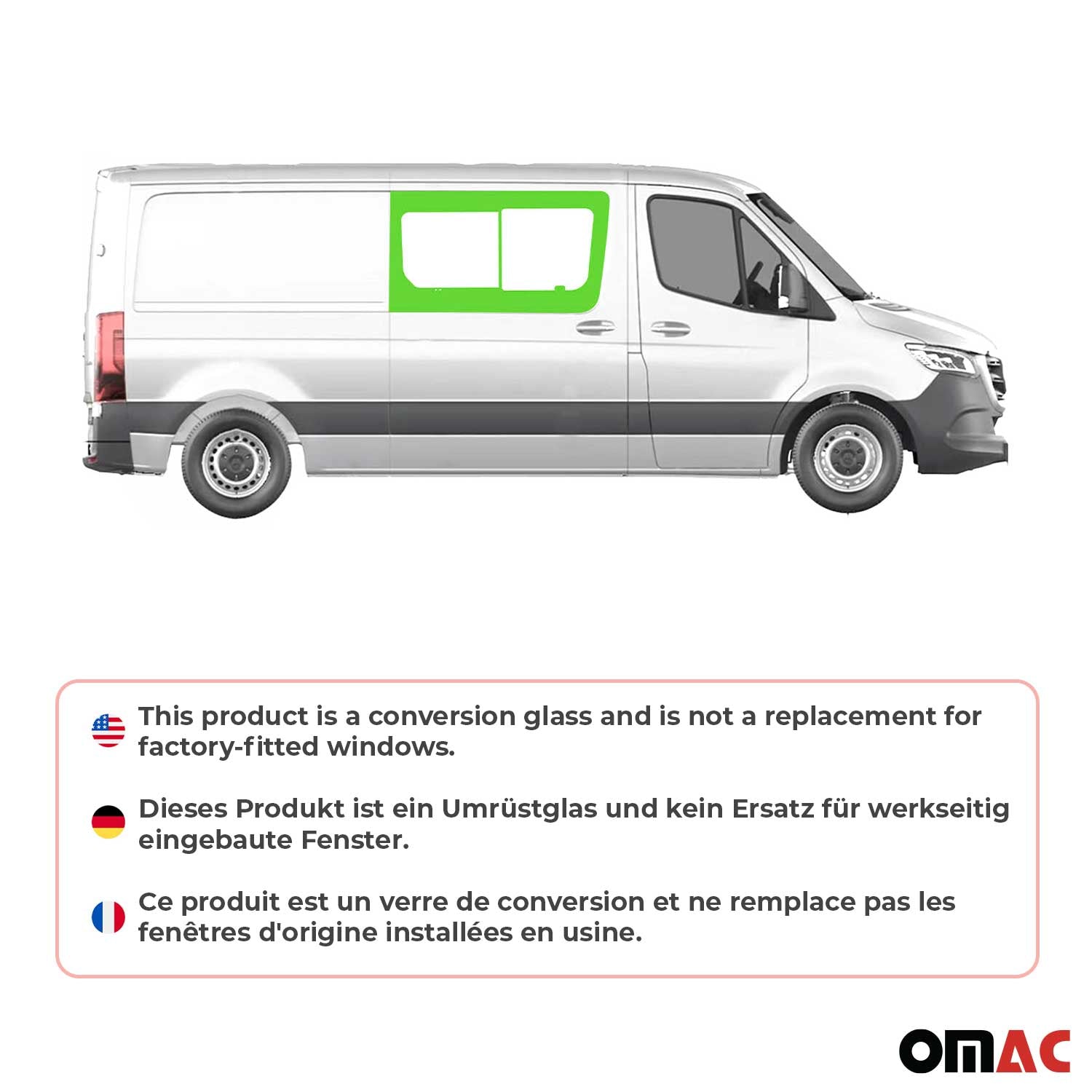 Schiebefenster für Mercedes Sprinter W907 2018-2026 Rechts Schiebetür L2 L3 L4