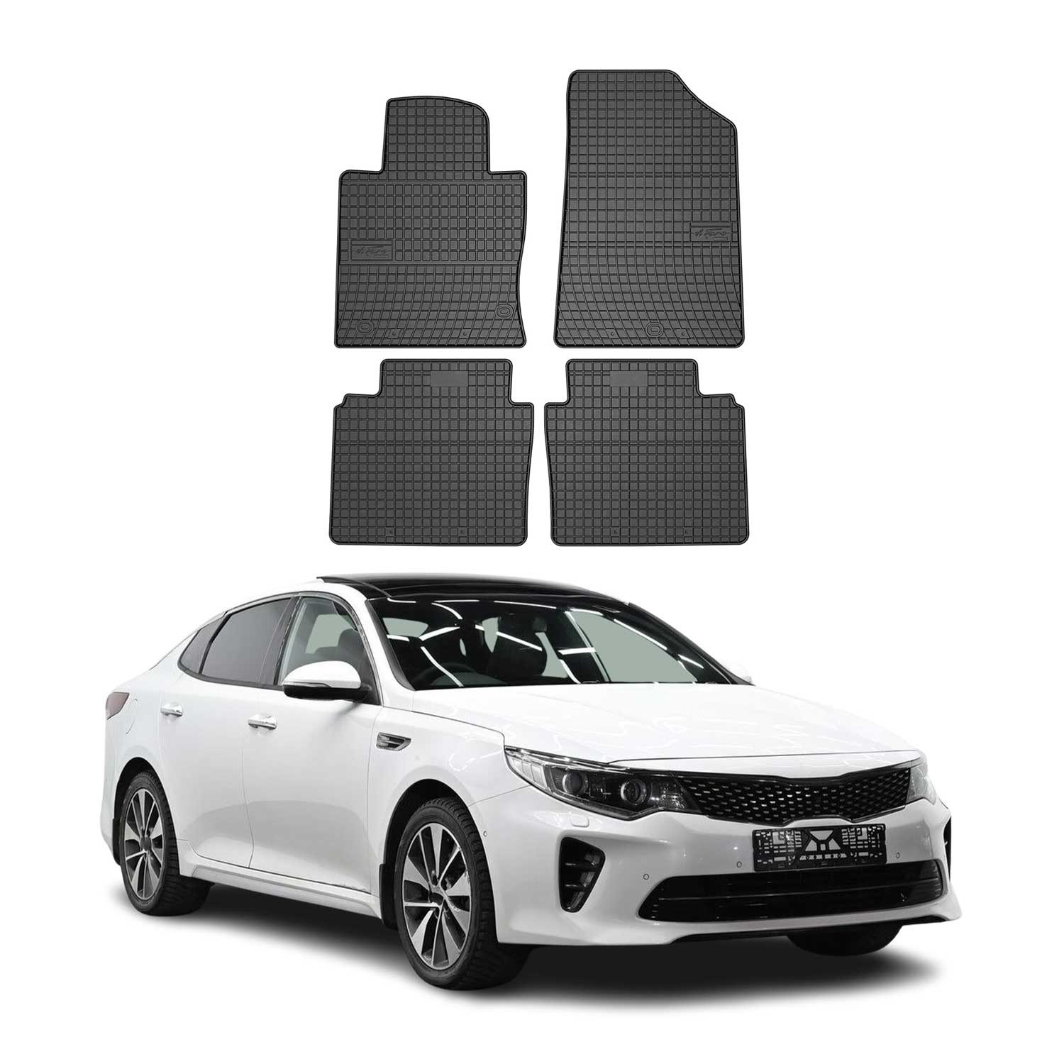 OMAC Gummi Fußmatten für Kia Optima 2015-2020 Automatten Gummi Schwarz 4tlg