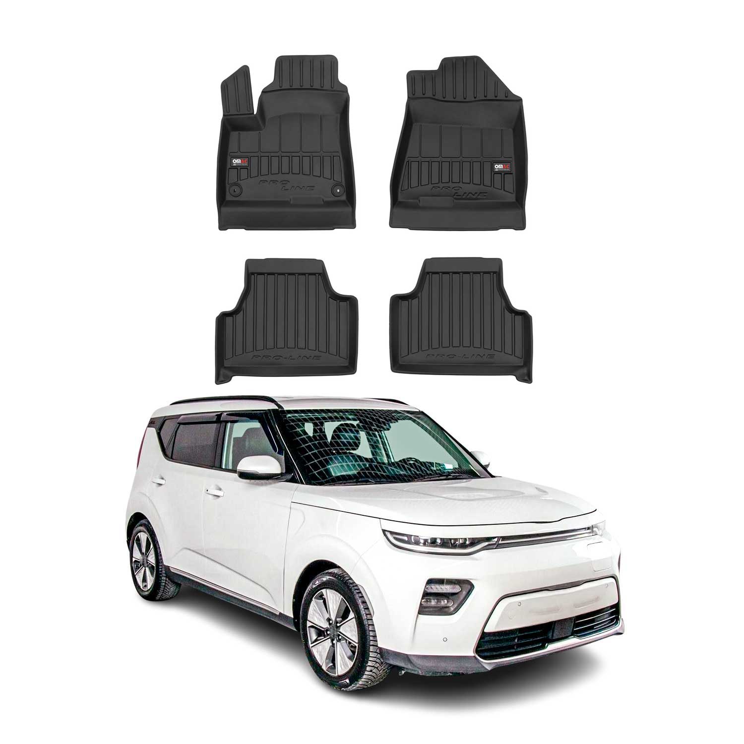 OMAC Gummi Fußmatten für Kia Soul EV 2020-2024 Premium TPE Automatten Schwarz 4x