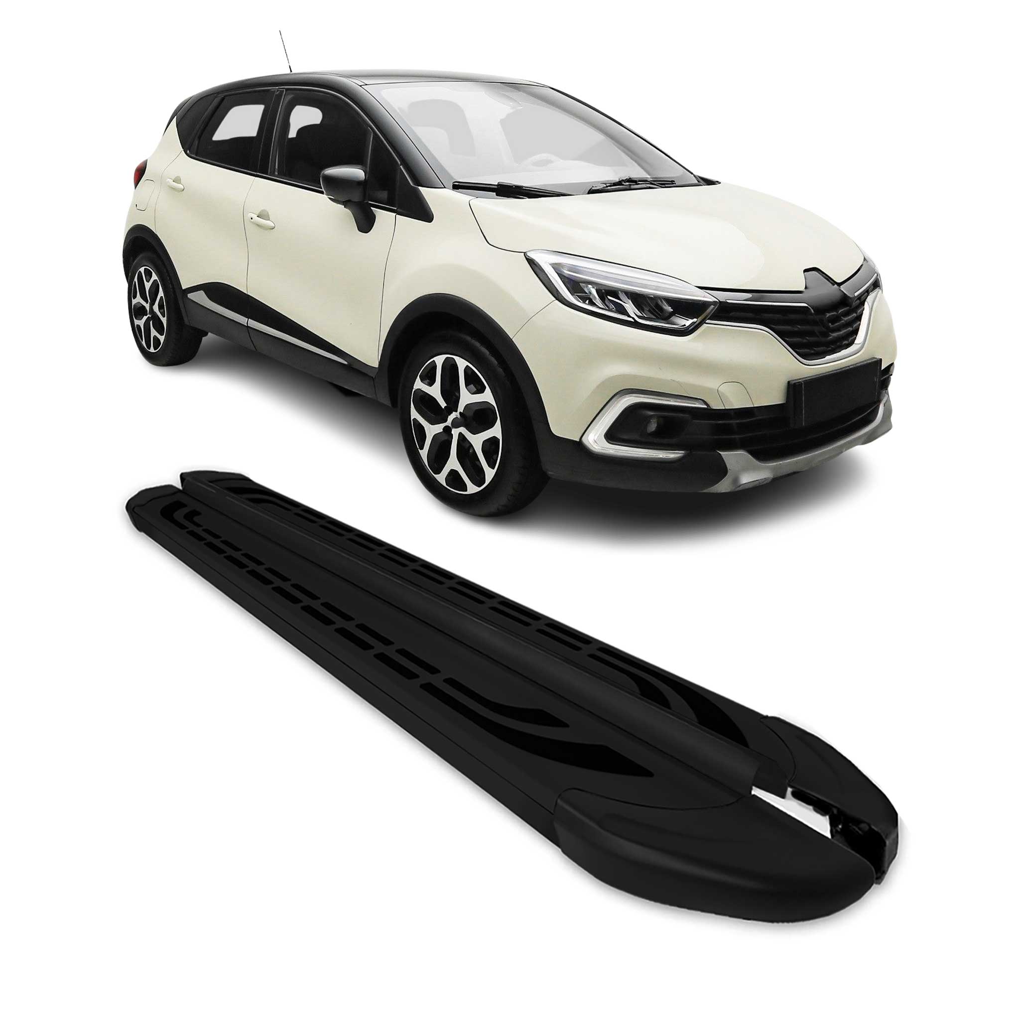 Trittbretter Schweller Seitenbretter für Renault Captur I 2013-2019 Alu Schwarz