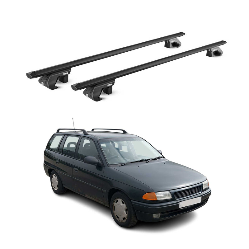 Dachträger Grundtäger für Opel Astra F G Kombi 1991-2004 90kg Alu Schwarz 2x ABE