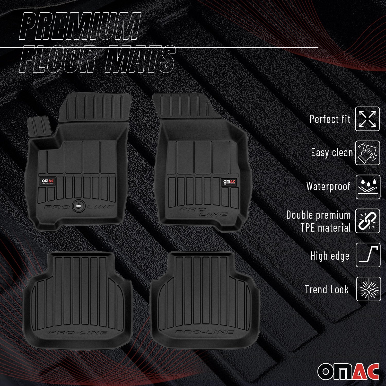 OMAC Gummi Fußmatten für Fiat Freemont 2011-2015 Premium TPE Automatten 4tlg