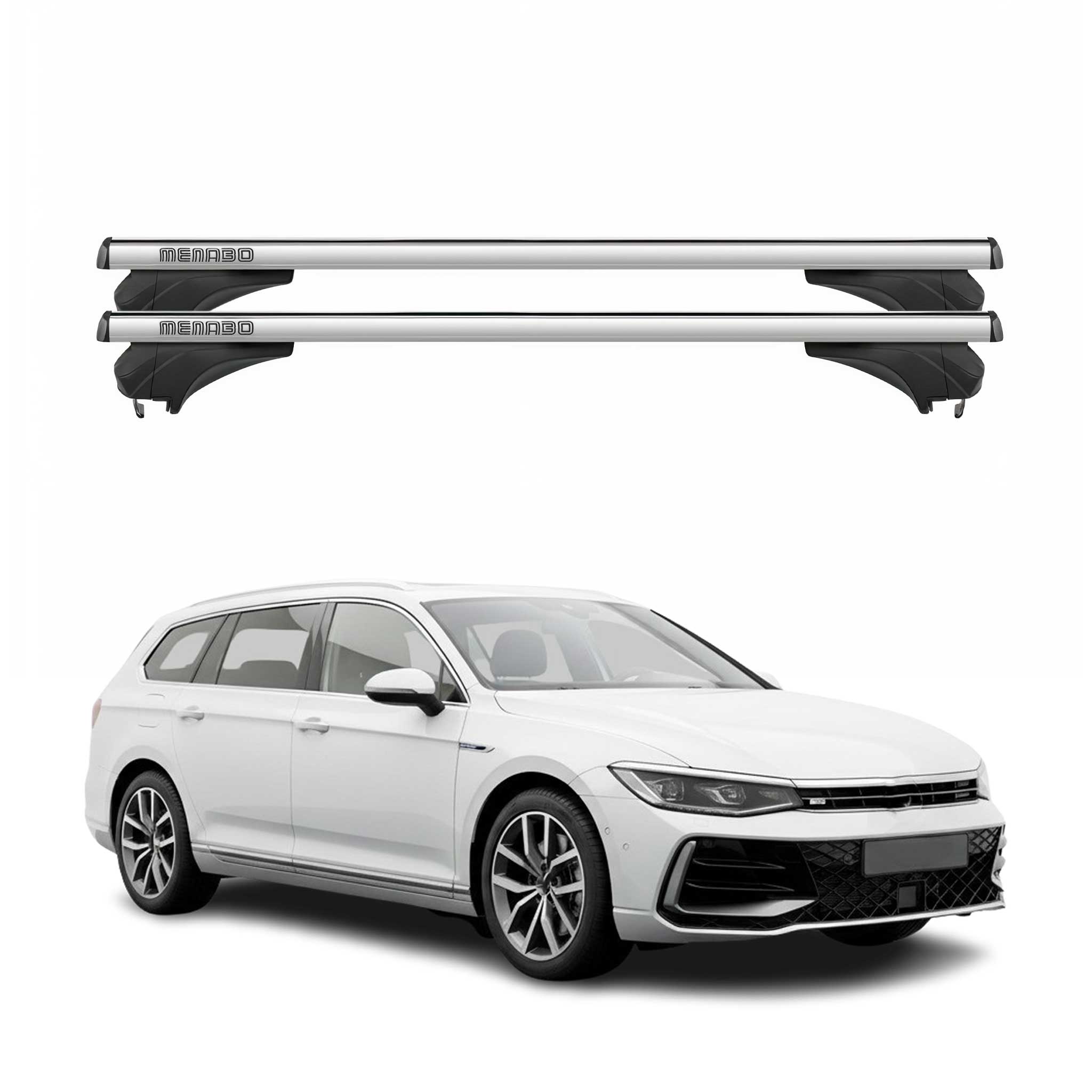 Menabo Dachträger Grundtäger für VW Passat B9 Variant 2024-2026 Alu Silber 2 tlg