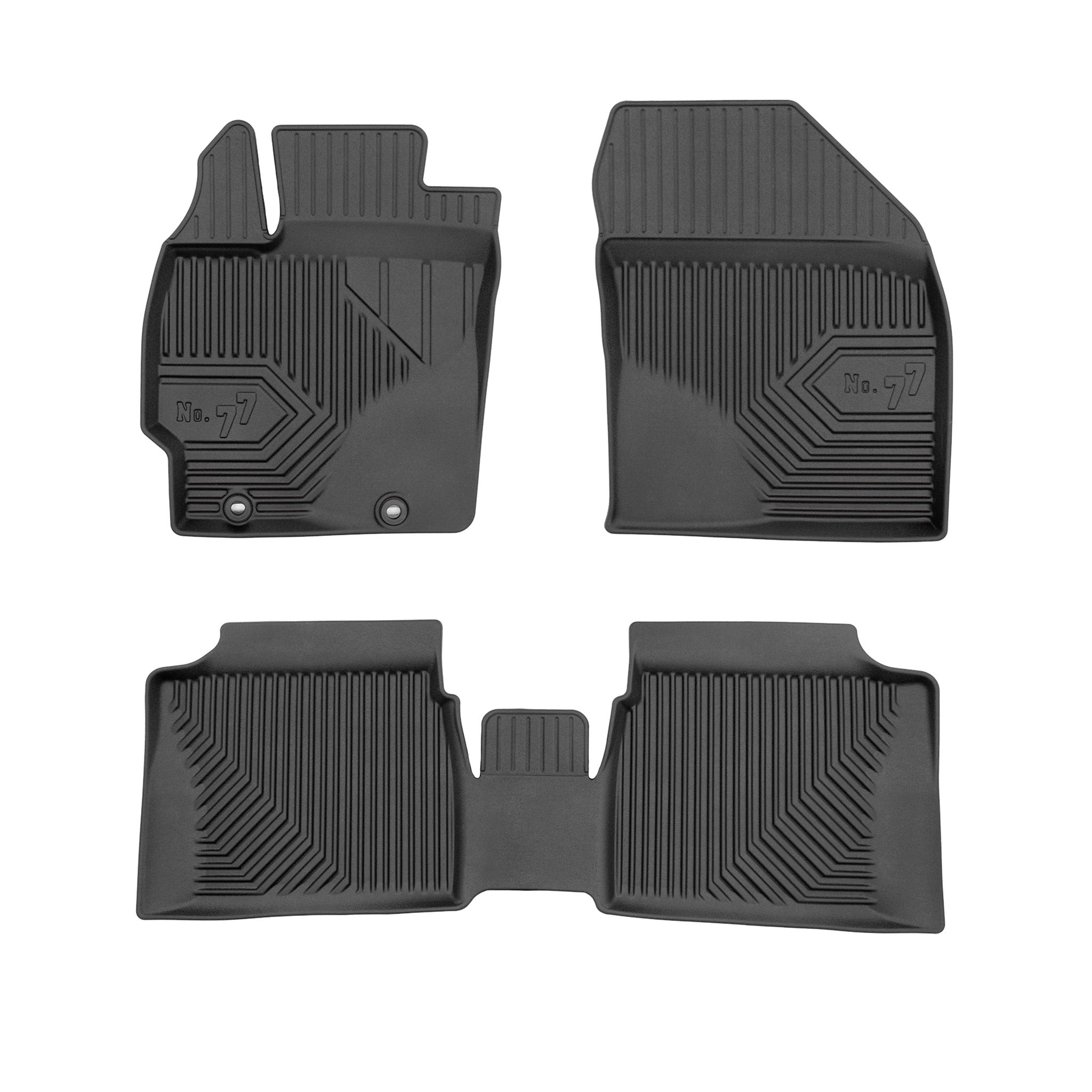 Fußmatten Gummimatten No.77 für Toyota Prius III 2009-2015 TPE Schwarz 3 tlg