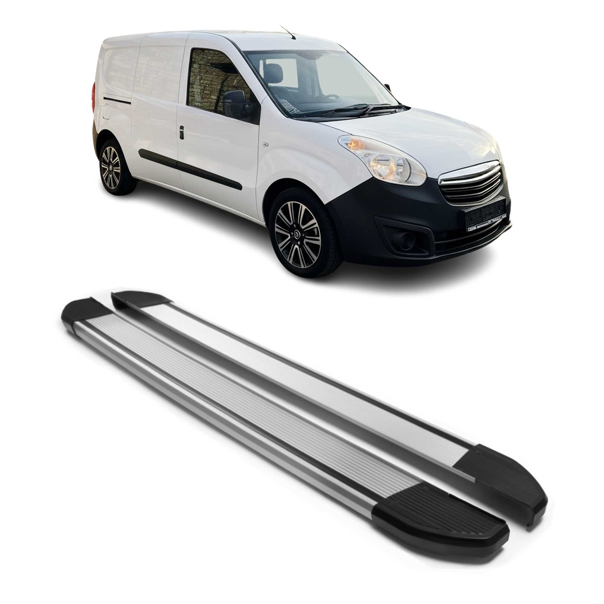 Alu Seitenschweller Trittbretter für Opel Combo 2012-2026 L2 Langer Silber 2tlg