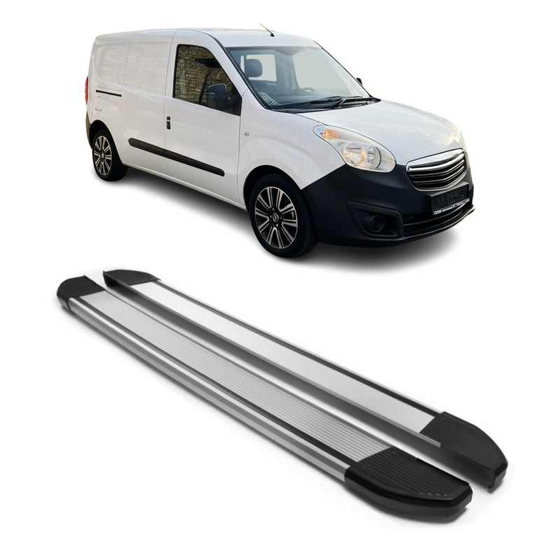 Alu Seitenschweller Trittbretter für Opel Combo 2012-2025 L2 Langer Silber 2tlg