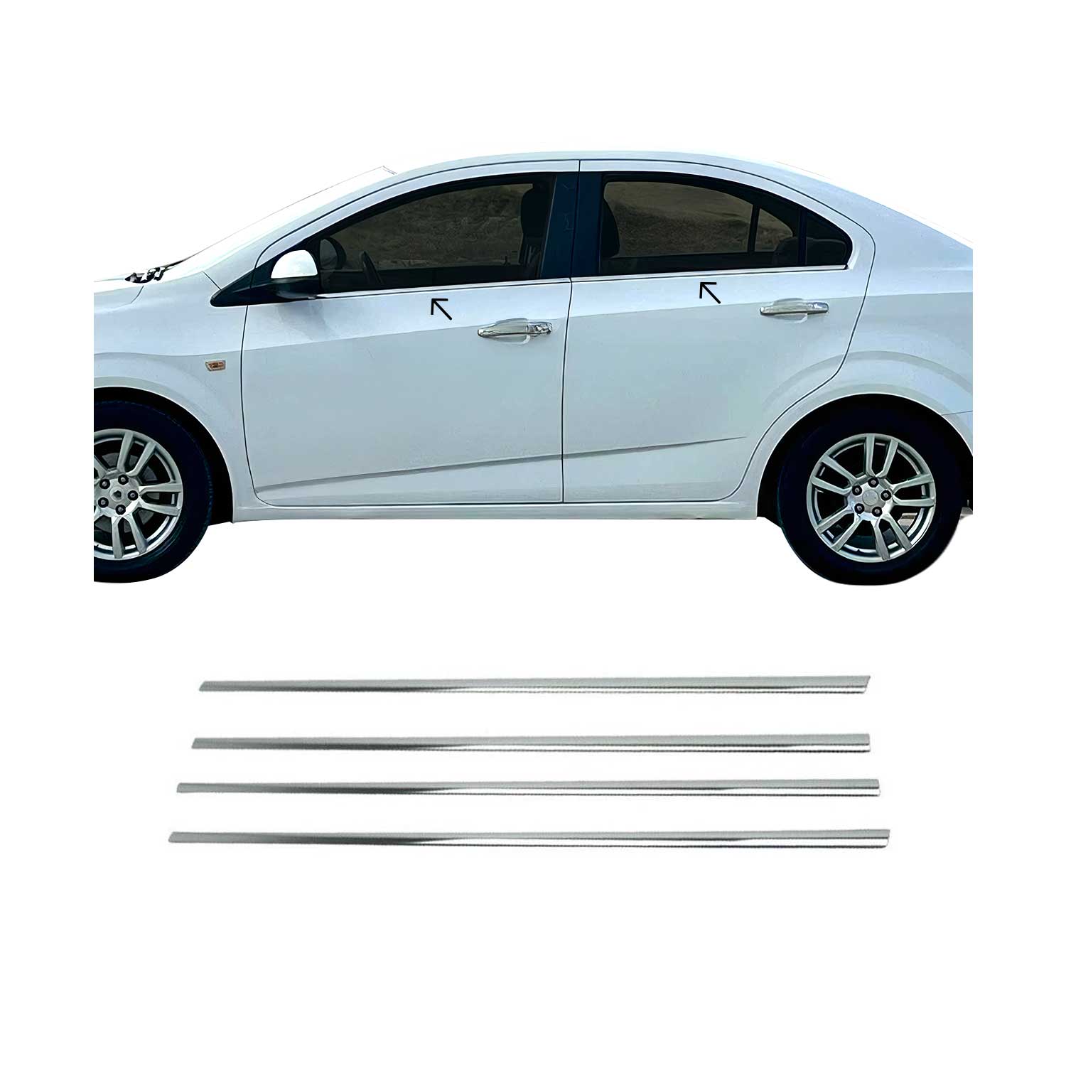 Fensterleisten Zierleisten für Chevrolet Aveo Limousin 2012-2021 Edelstahl 4tlg