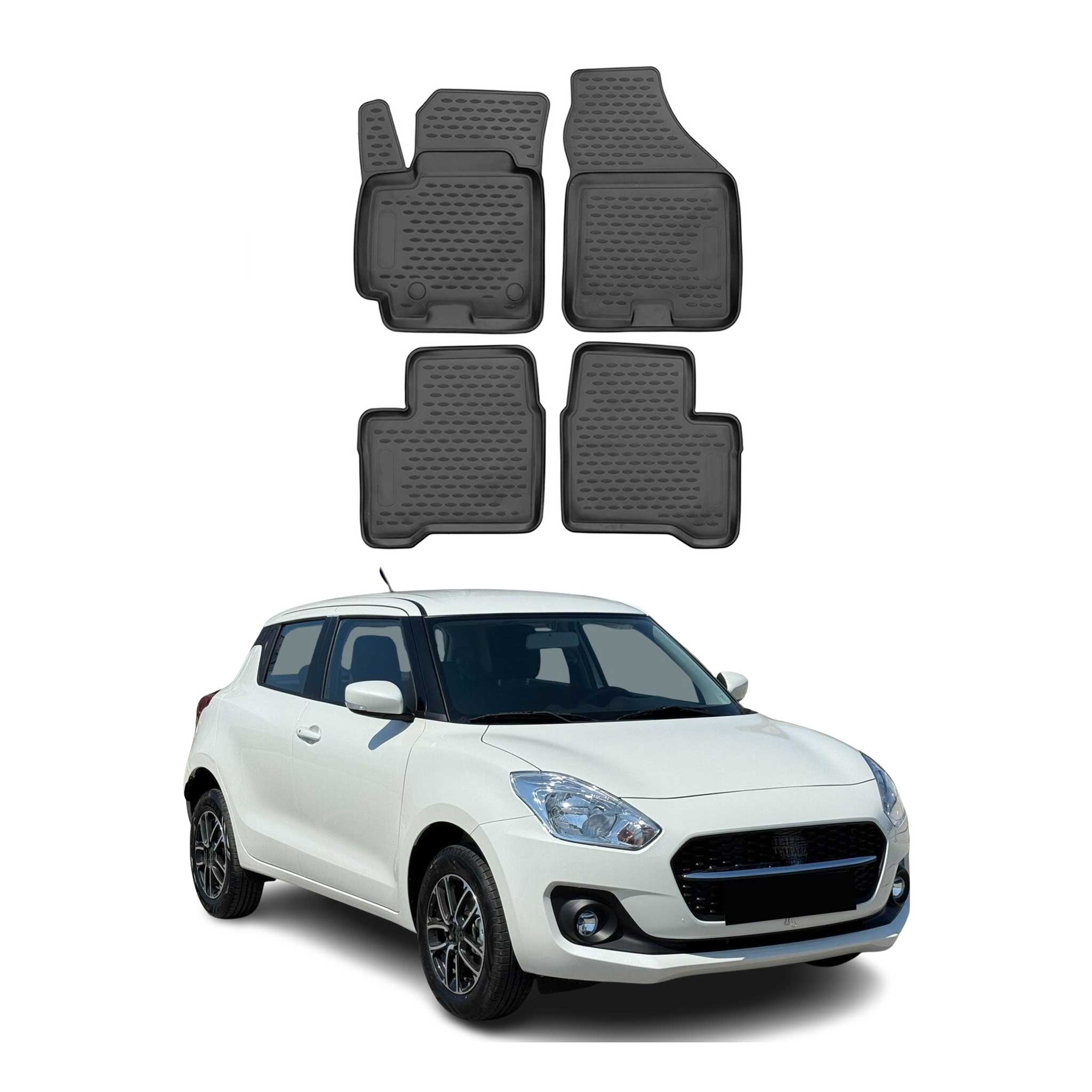 OMAC Gummimatten Fußmatten für Suzuki Swift 2017-2023 TPE Automatten Schwarz 4x