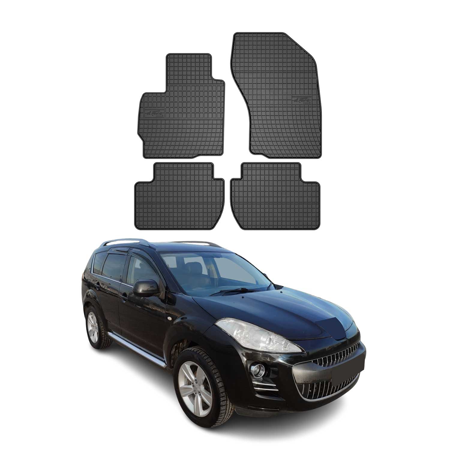 OMAC Gummi Fußmatten für Peugeot 4007 2007-2012 Automatten Gummi Schwarz 4tlg