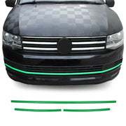 Kühlergrill Leiste Grillleisten für VW T6 2015-2019 Highline Edelstahl Grün 3tlg