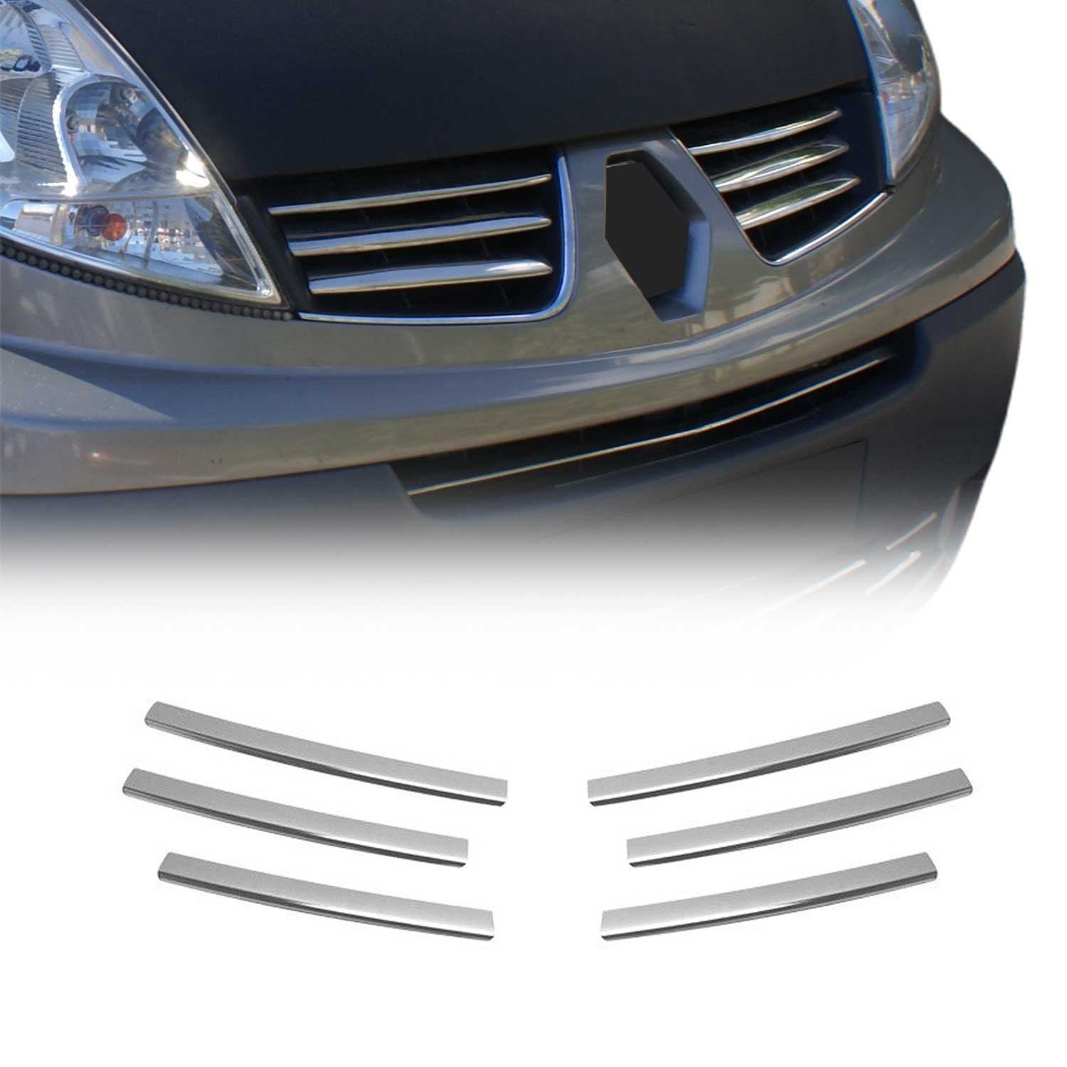 Kühlergrill Leisten Grillleisten für Renault Trafic 2010-2014 Edelstahl Chrom 6x