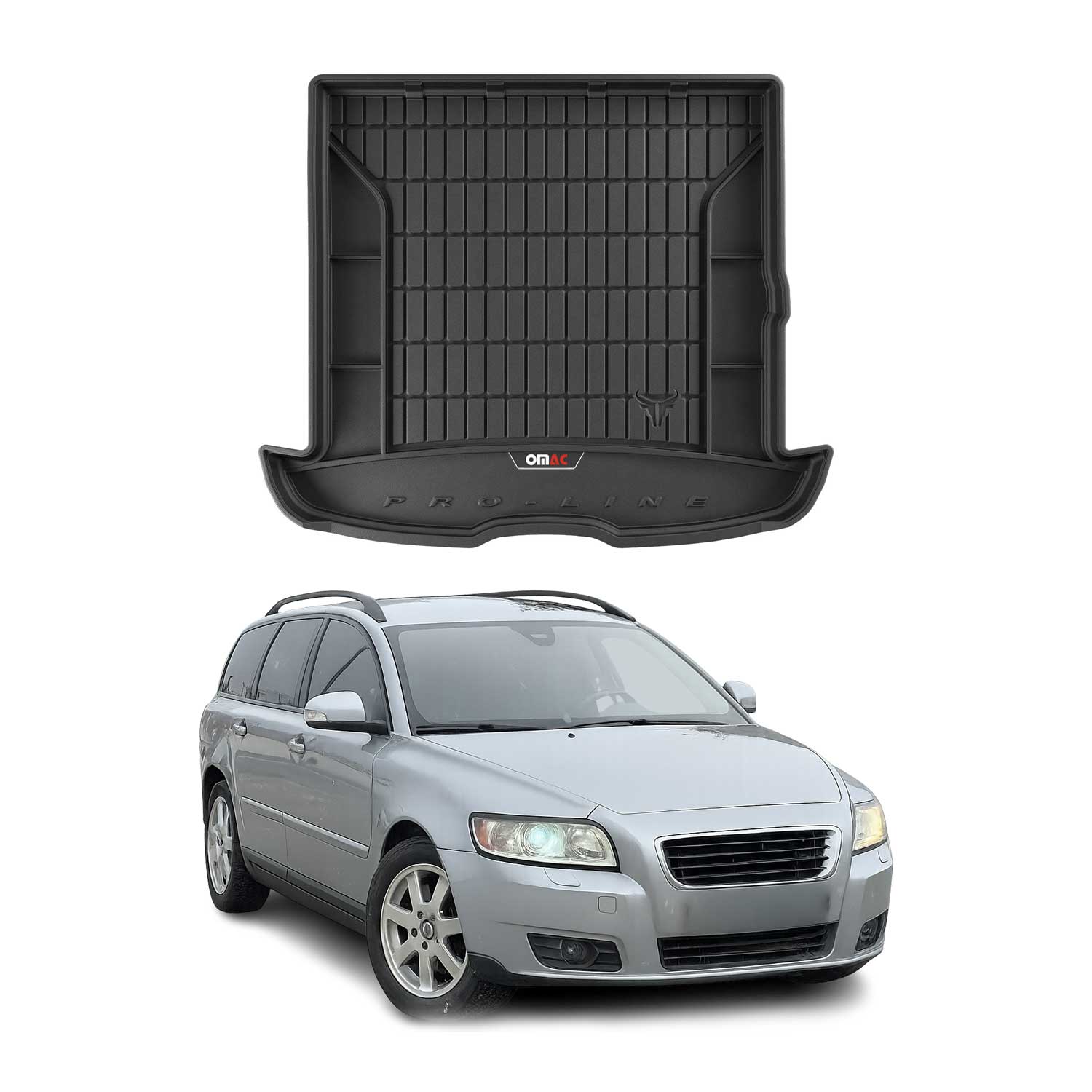 OMAC Gummi Kofferraumwanne für Volvo V50 2004-2012 TPE Laderaumwanne Schwarz