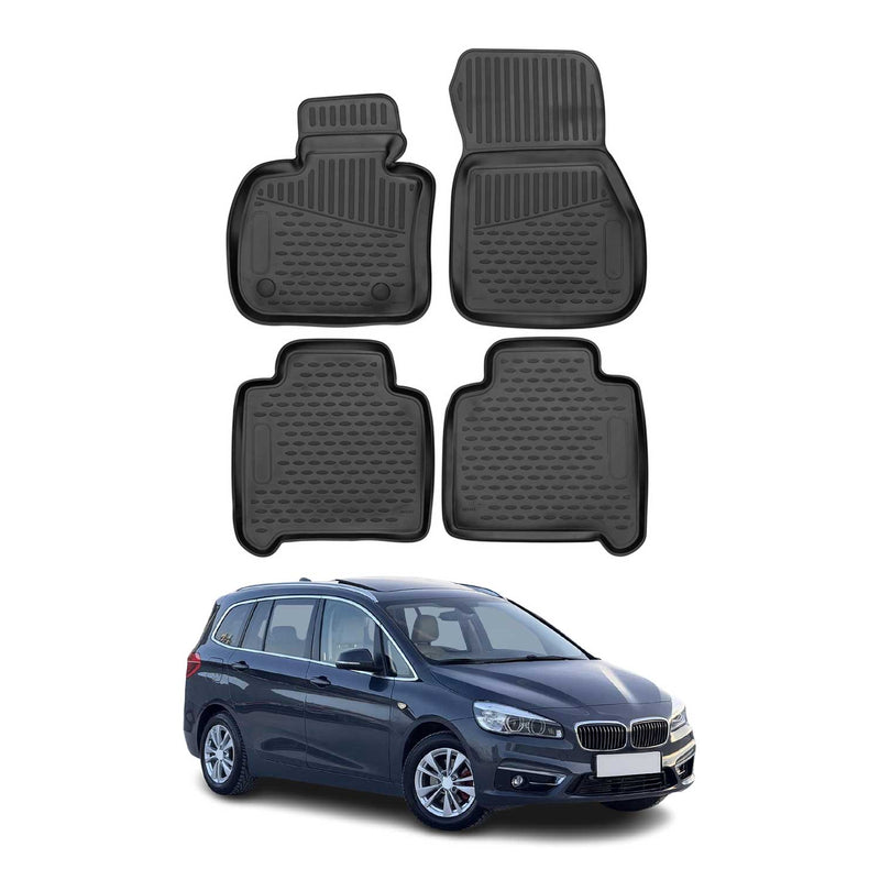 OMAC Gummimatten Fußmatten für BMW 2er Gran Tourer F46 2015-2024 TPE Schwarz 4x