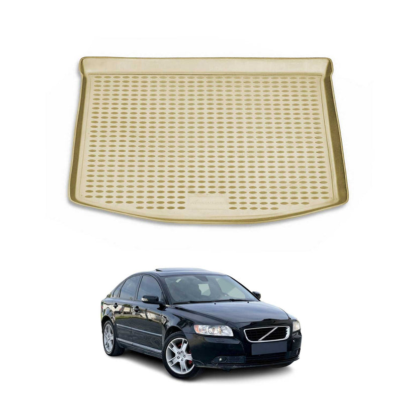 Kofferraummatte Kofferraumwanne für Volvo S40 2004-2012 Gummi TPE Beige