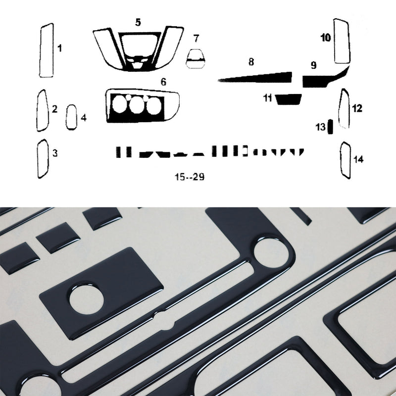 Innenraum Dekor Cockpit für Ford Transit 2014-2024 Piano Schwarz Optik 30tlg