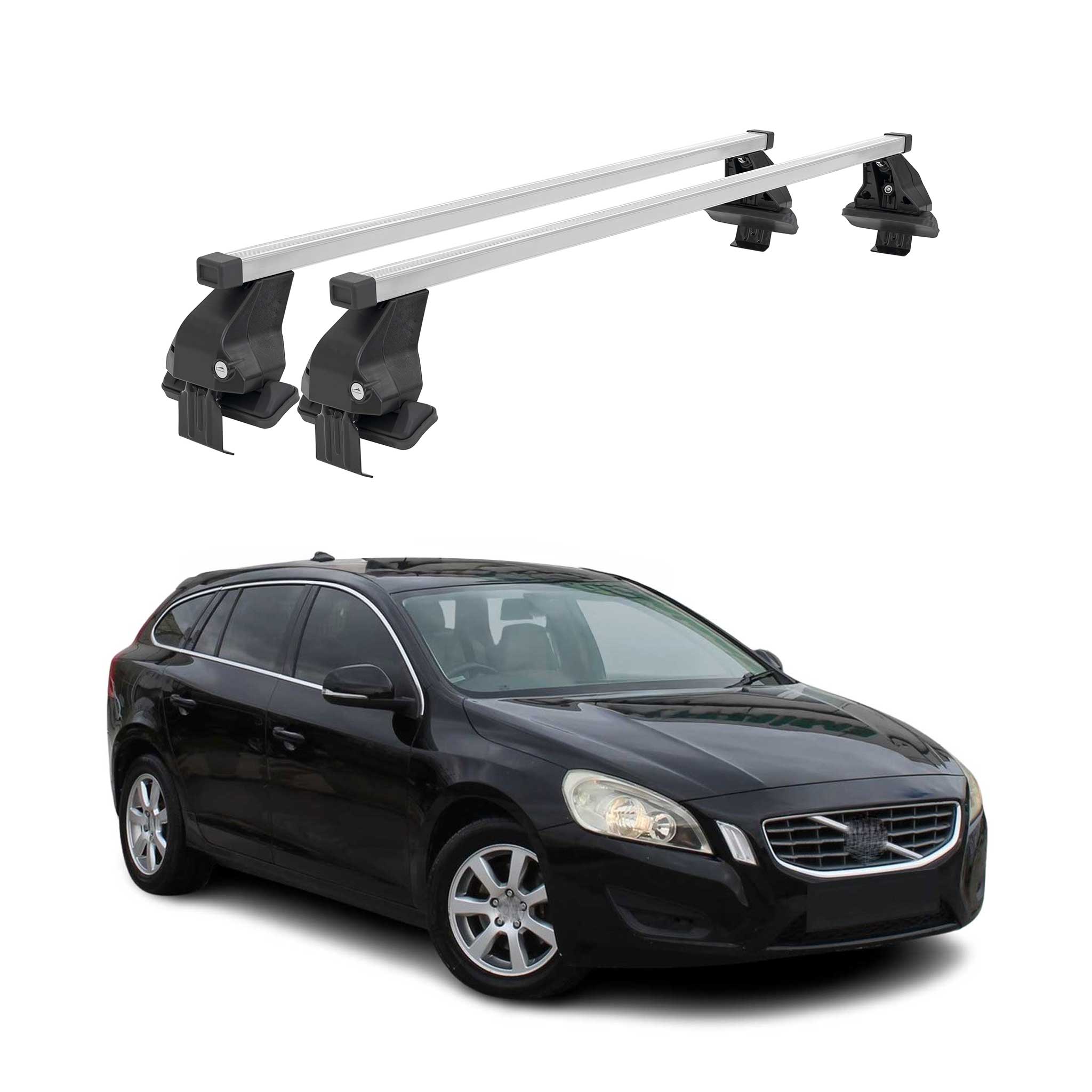 Menabo Dachträger Grundtäger für Volvo V60 2010-2013 Pre-FL 50kg Stahl Silber 2x