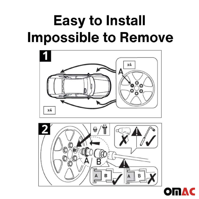 Radschloss Satz für Ssangyong Actyon ab 2007 Felgenschloss Silber 4tlg M12X1.5