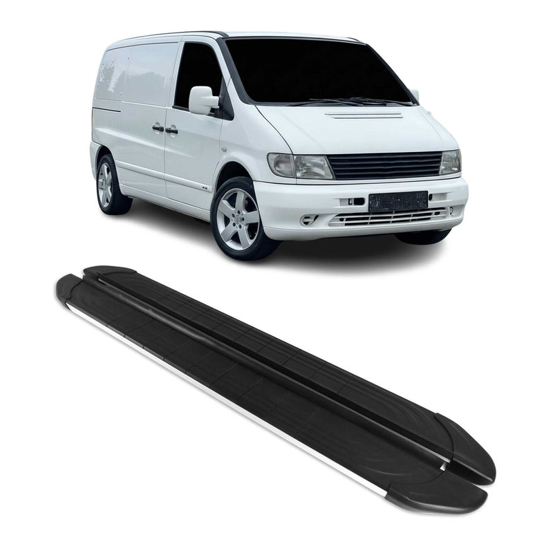 Seitenschweller Trittbretter für Mercedes Vito 1996-2003 L1/L2 Silber 2 tlg