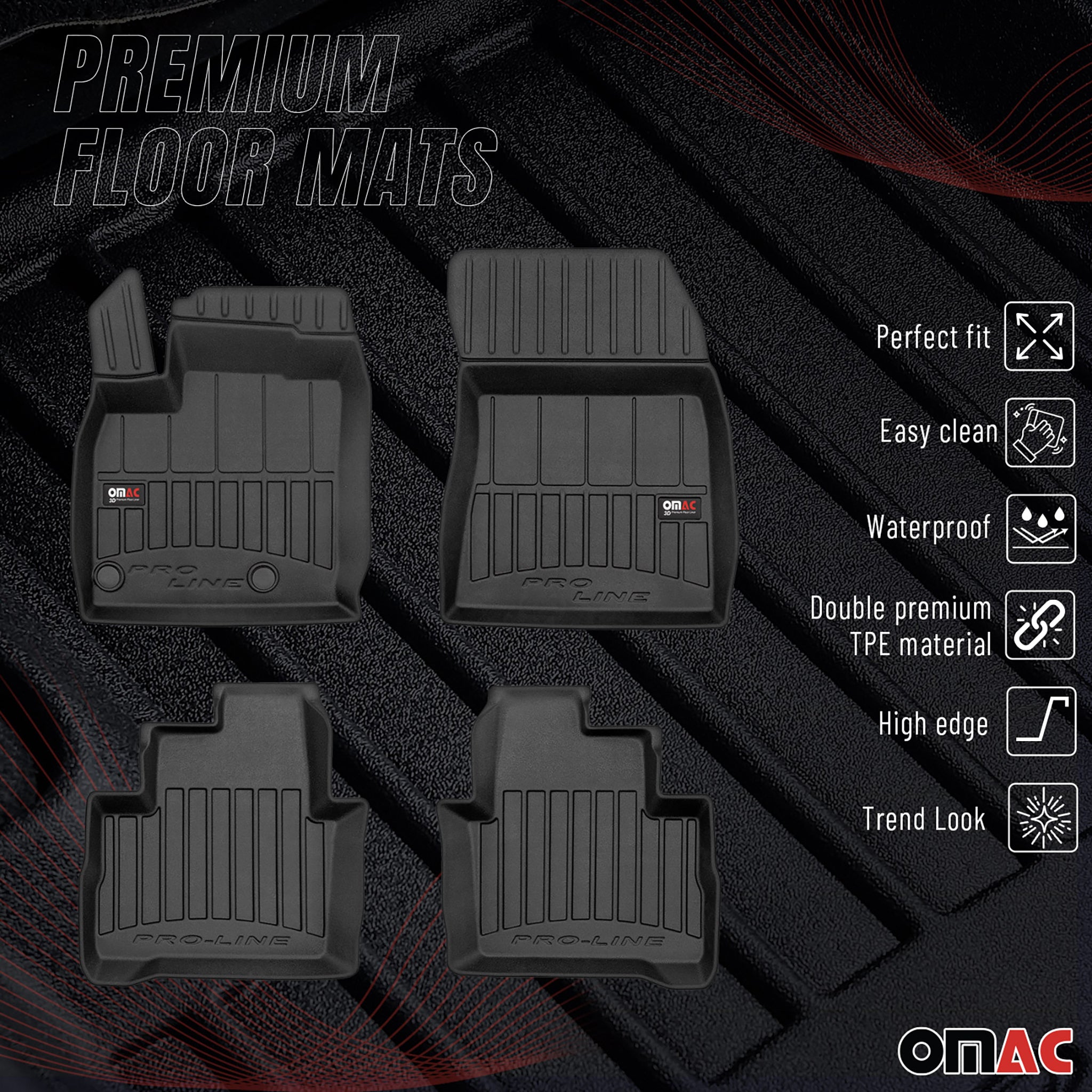 OMAC Gummi Fußmatten für Nissan Qashqai 2021-2026 Premium TPE Automatten 4tlg