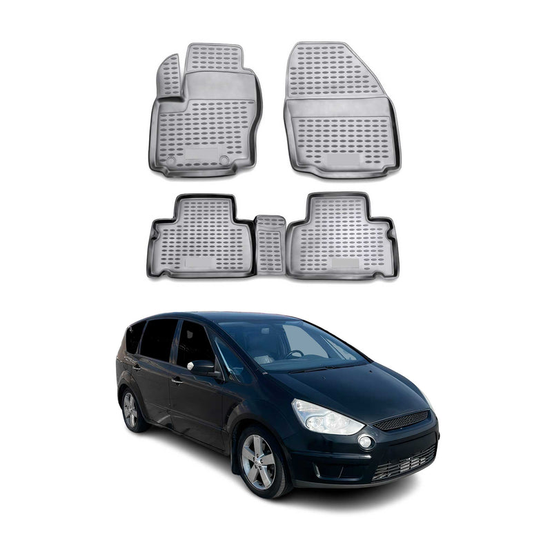 OMAC Gummimatten Fußmatten für Ford S-Max 2006-2014 TPE Automatten Grau 4x