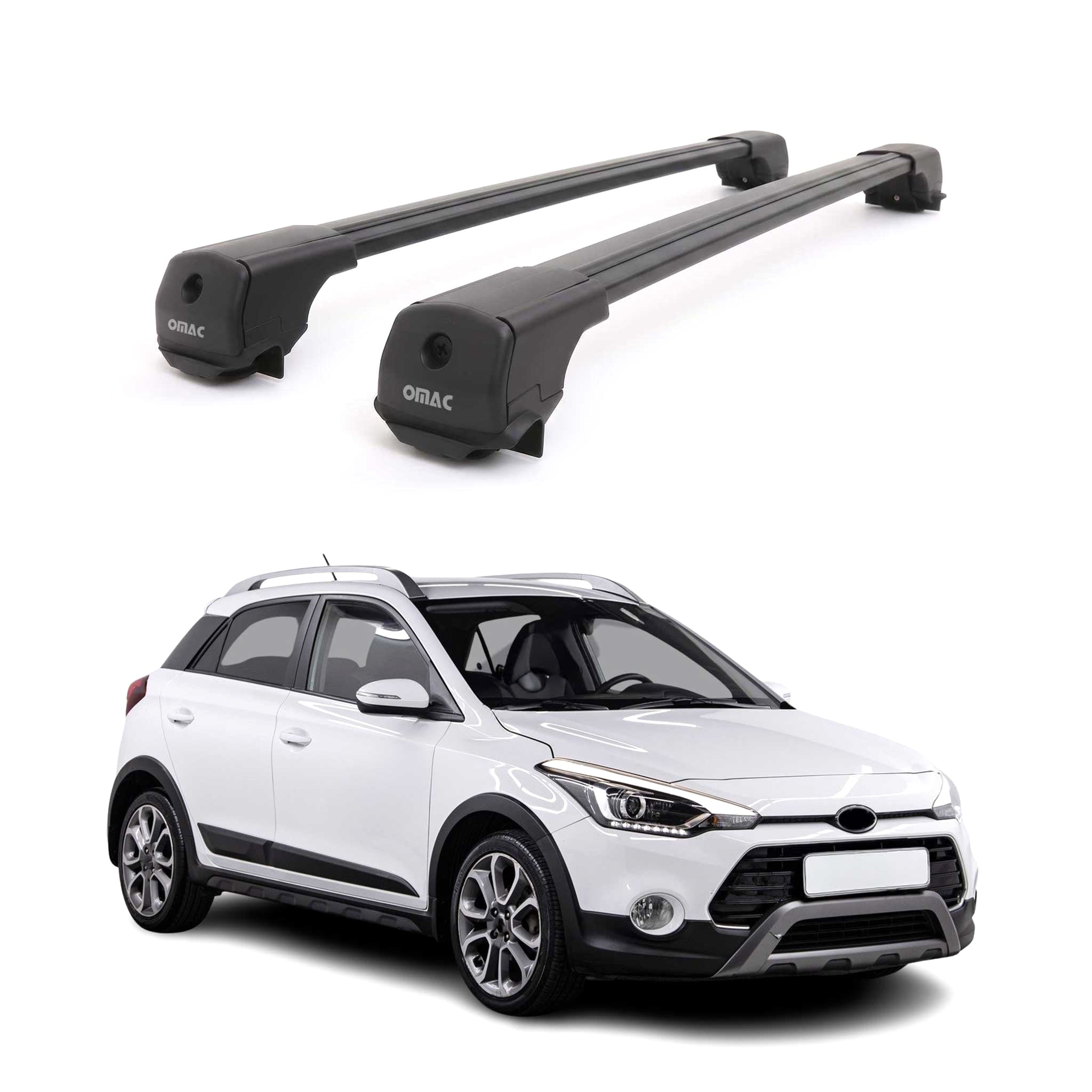 Dachträger Grundträger für Hyundai i20 Active 2016-2020 Aluminium Schwarz 2tlg