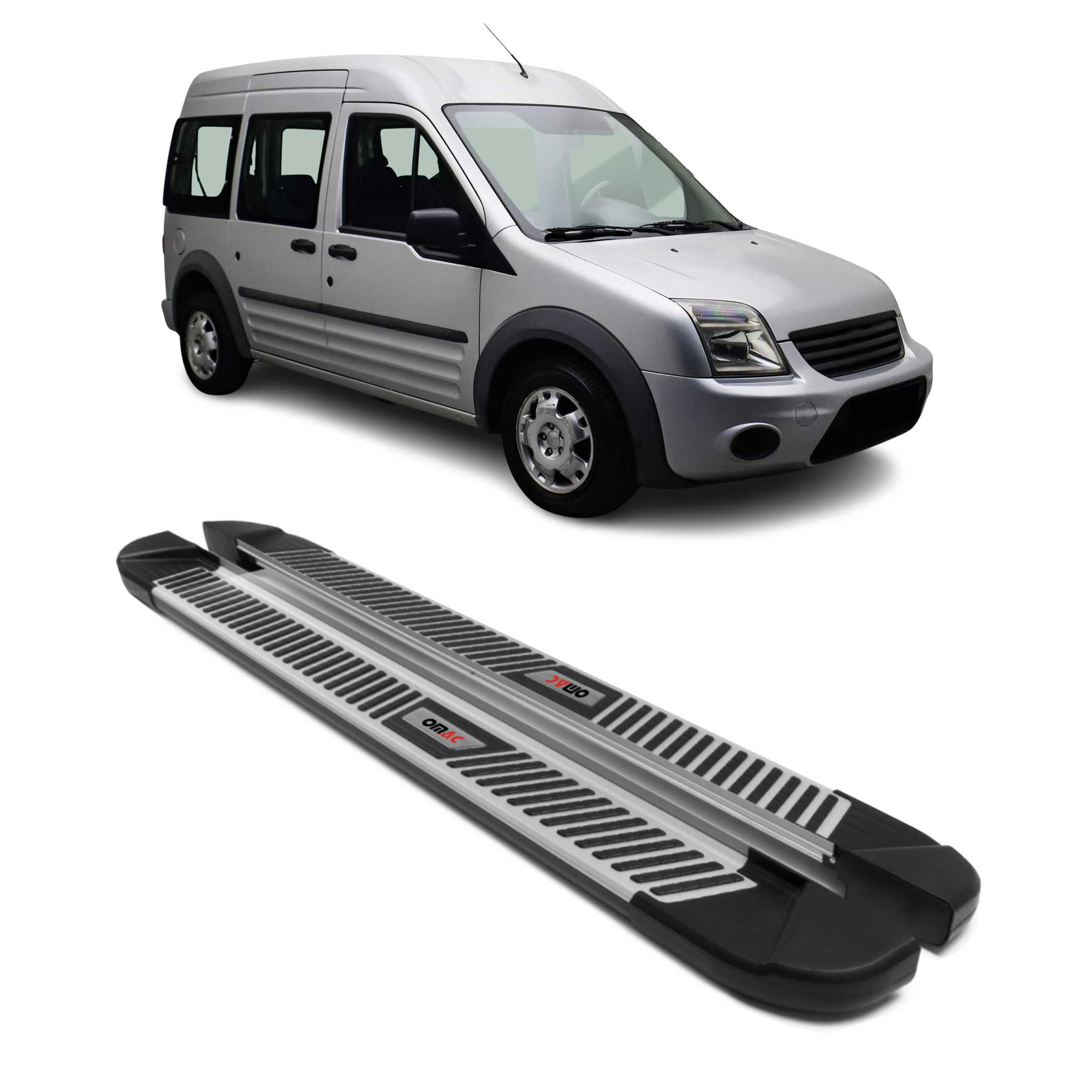 Trittbretter Seitenbretter für Ford Connect L2 Langer 2002-2013 Alu Schwarz
