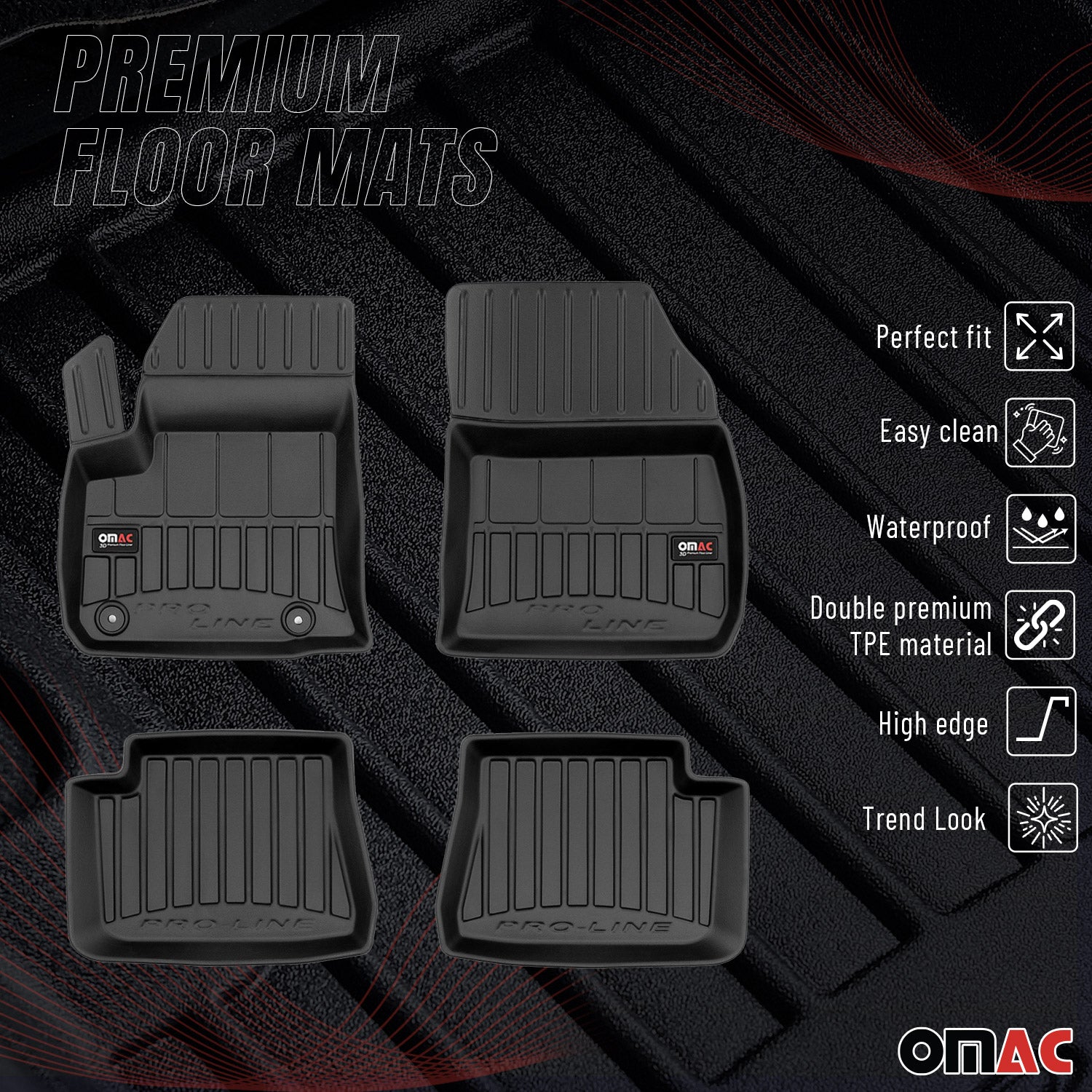 OMAC Gummi Fußmatten für Opel Corsa-e F 2019-2024 Premium TPE Automatten 4tlg