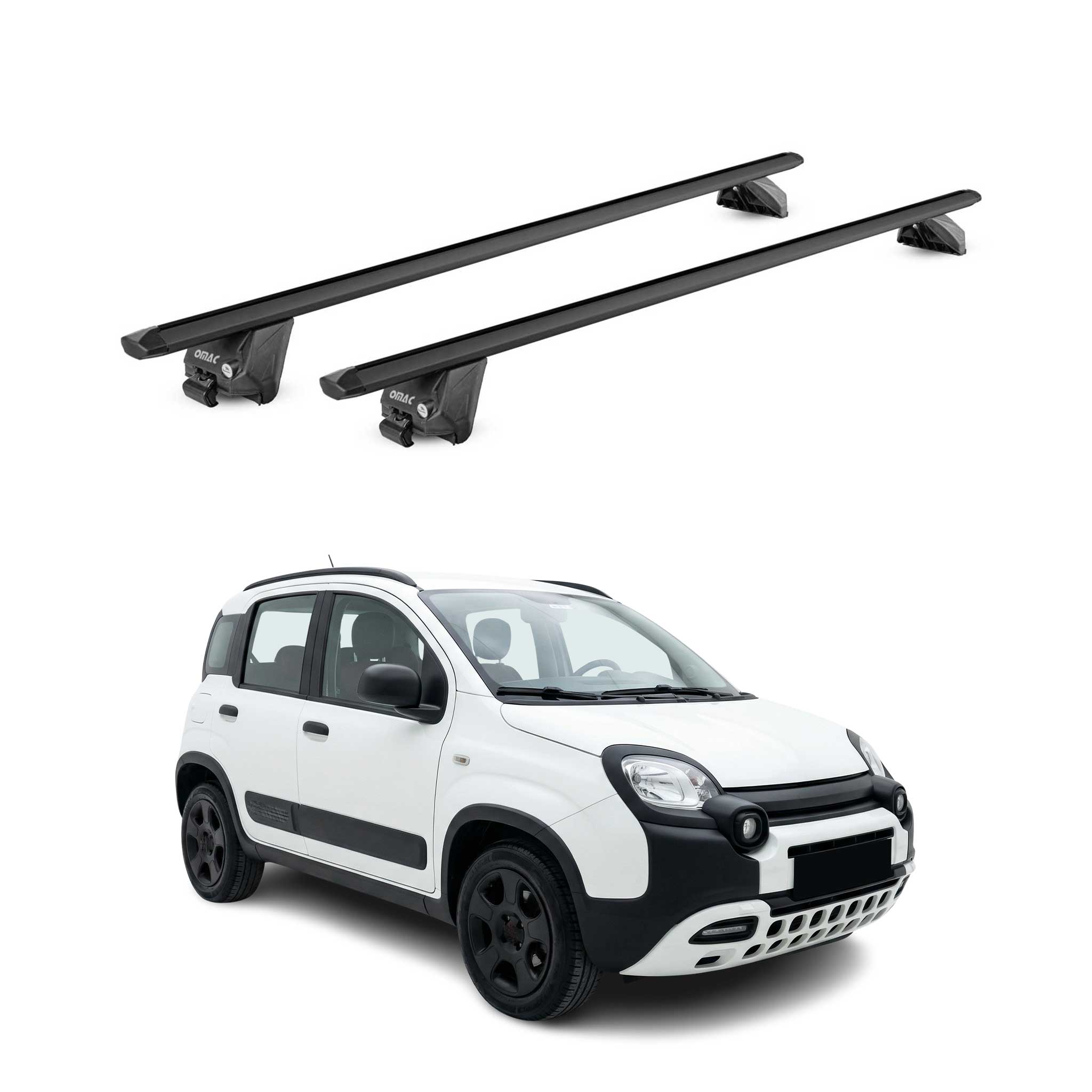 Dachträger Grundtäger für Fiat Pandina 2024-26 100kg Aluminium Schwarz 2 tlg ABE