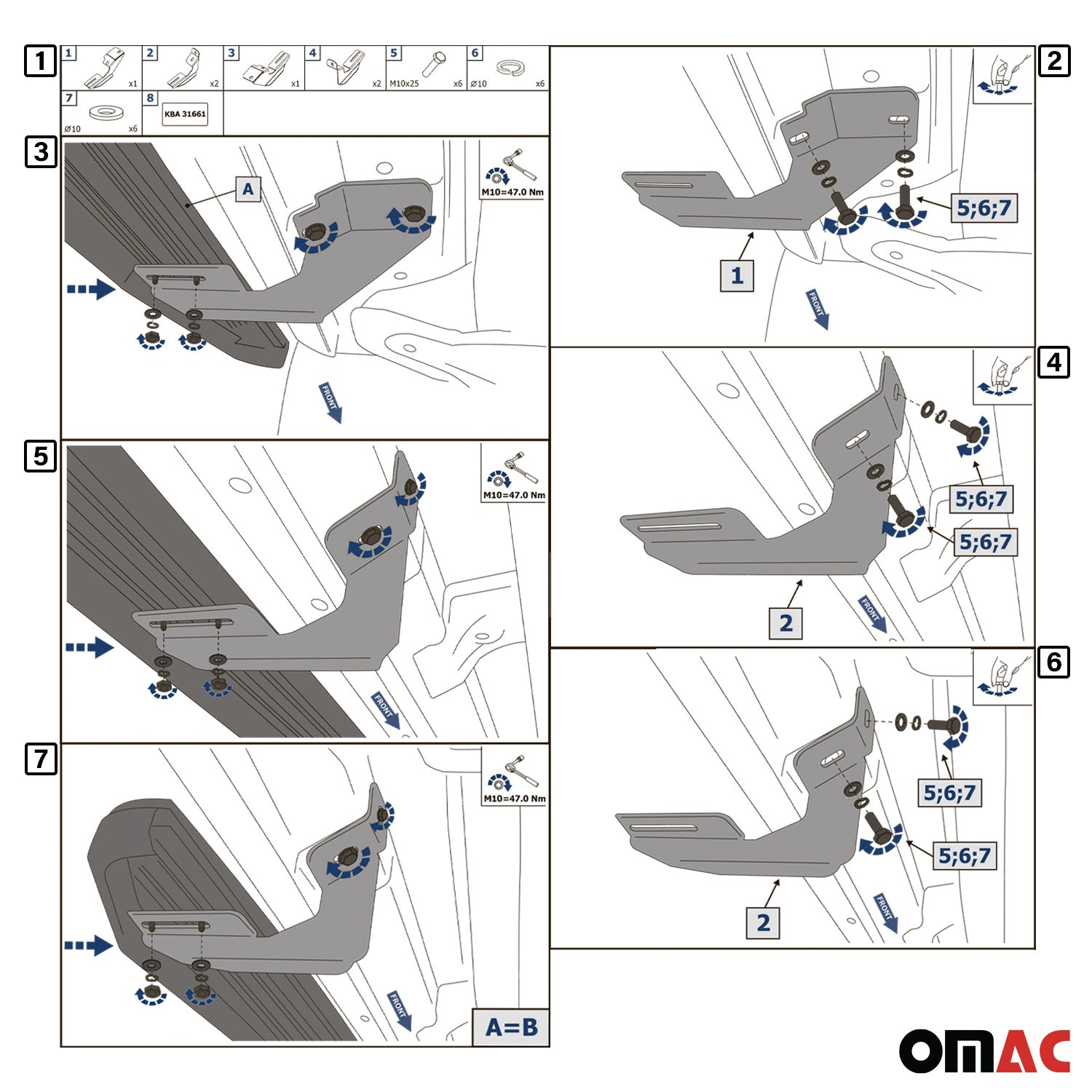 Trittbretter Seitenschweller für Ford Ranger 2012-22 Double Cab Alu Schwarz ABE