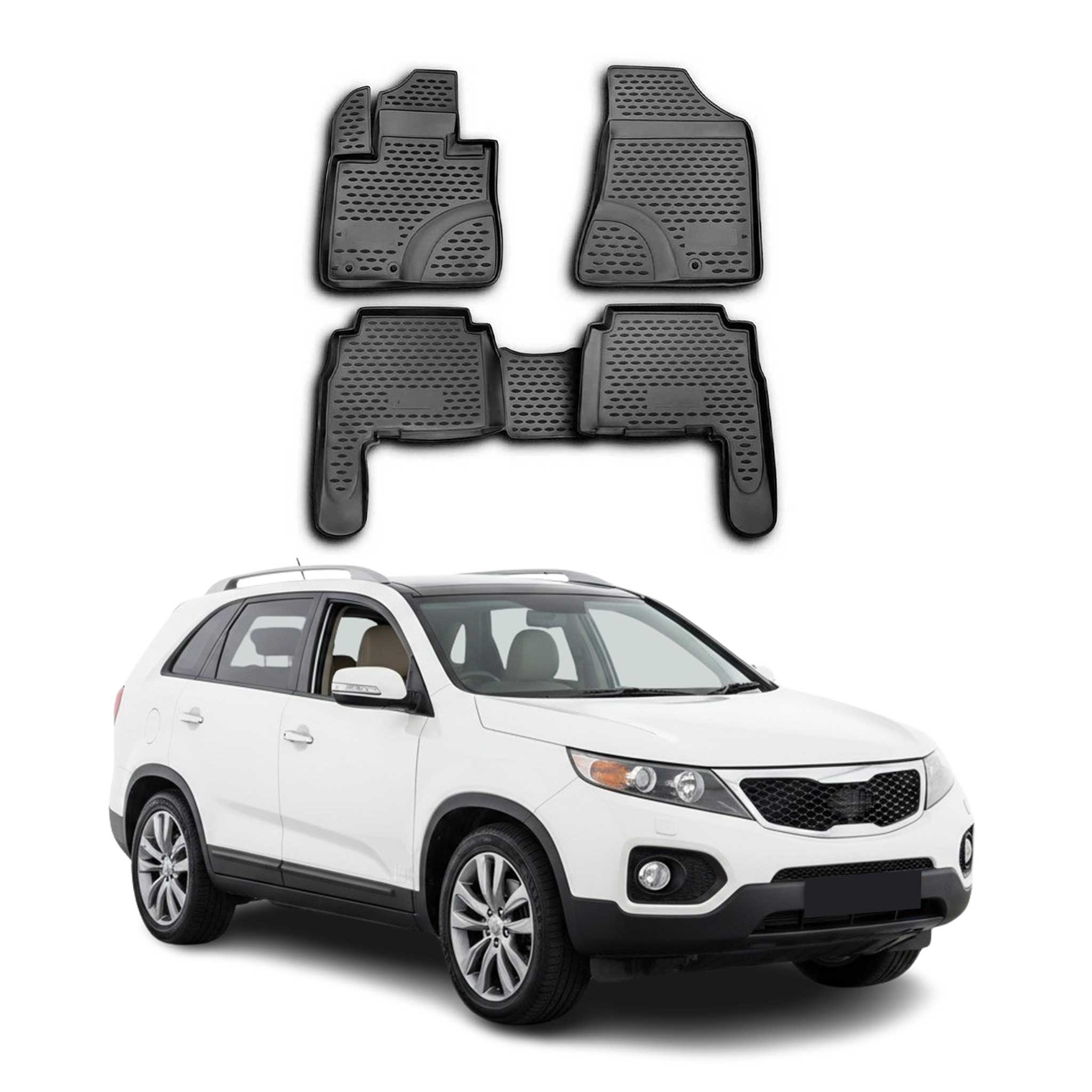 OMAC Gummimatten Fußmatten für Kia Sorento 2009-2012 TPE Automatten Schwarz 4x
