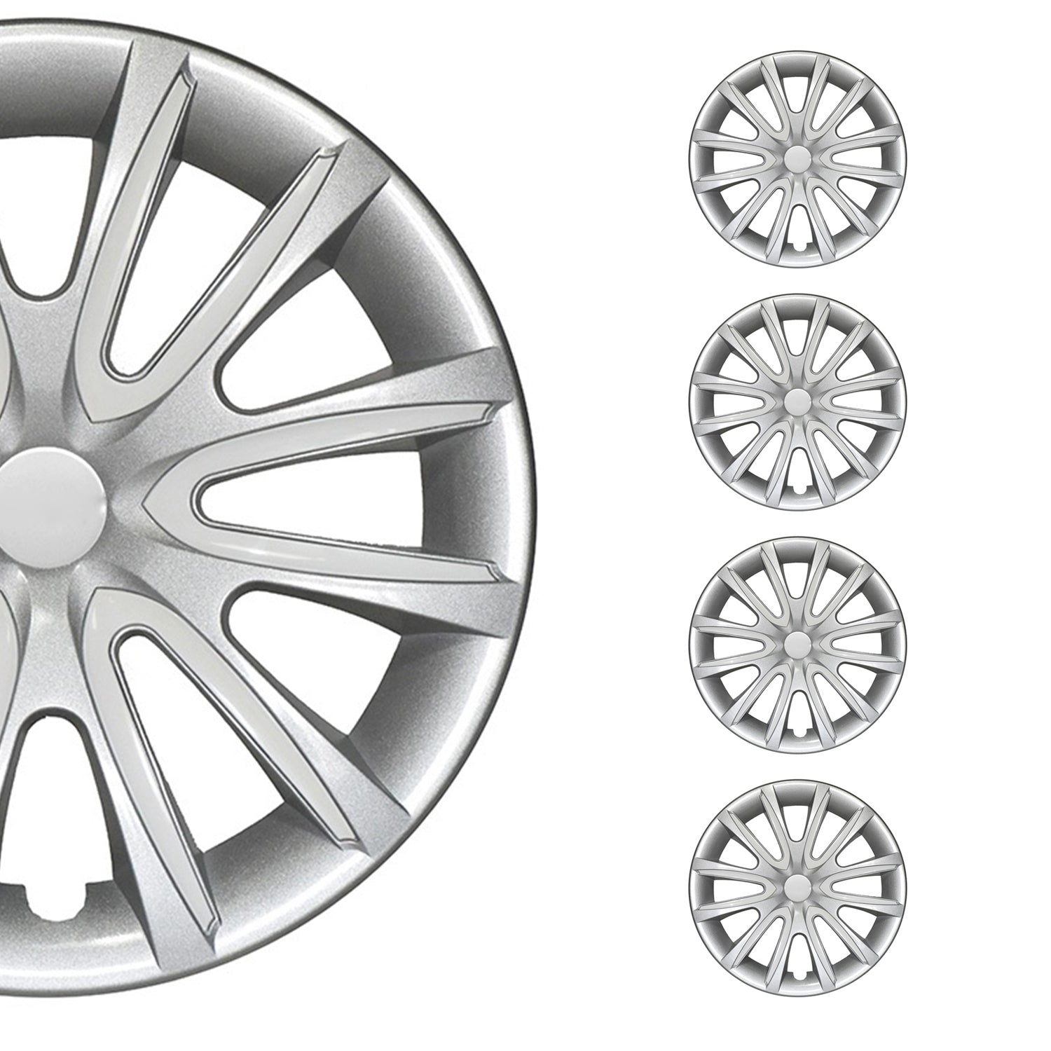 4x Radblenden Radkappen Radzierblenden für 14" Zoll Stahlfelgen Grau weiß