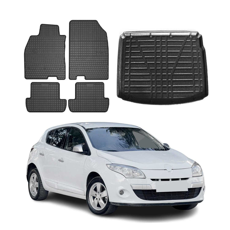 Fußmatten & Kofferraumwanne Set für Renault Megane Grandtour 2009-2016 Gummi 5x