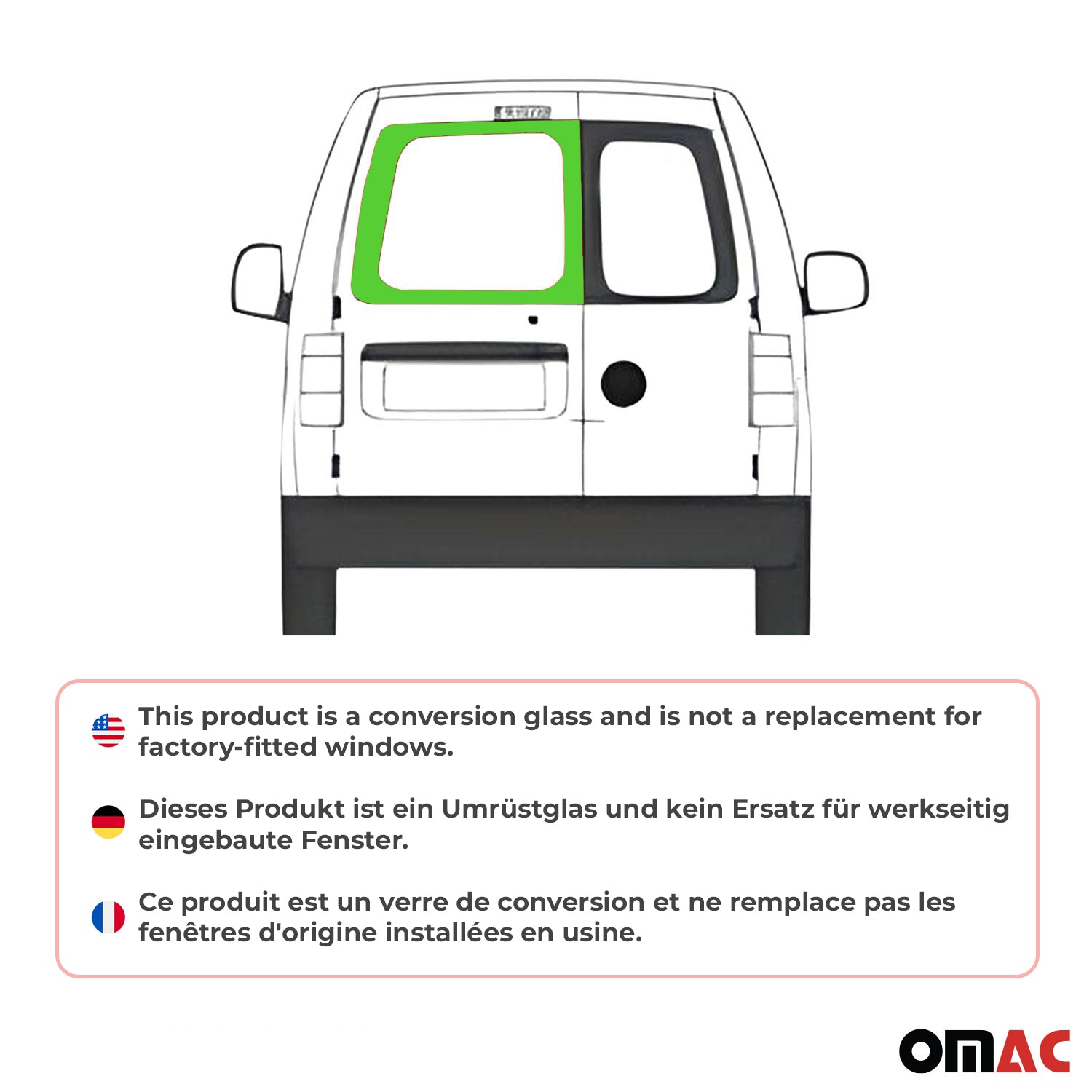 Heckscheibe Fenster für VW Caddy 2003-2020 Doppelflügeltür Hinten Links L1 L2