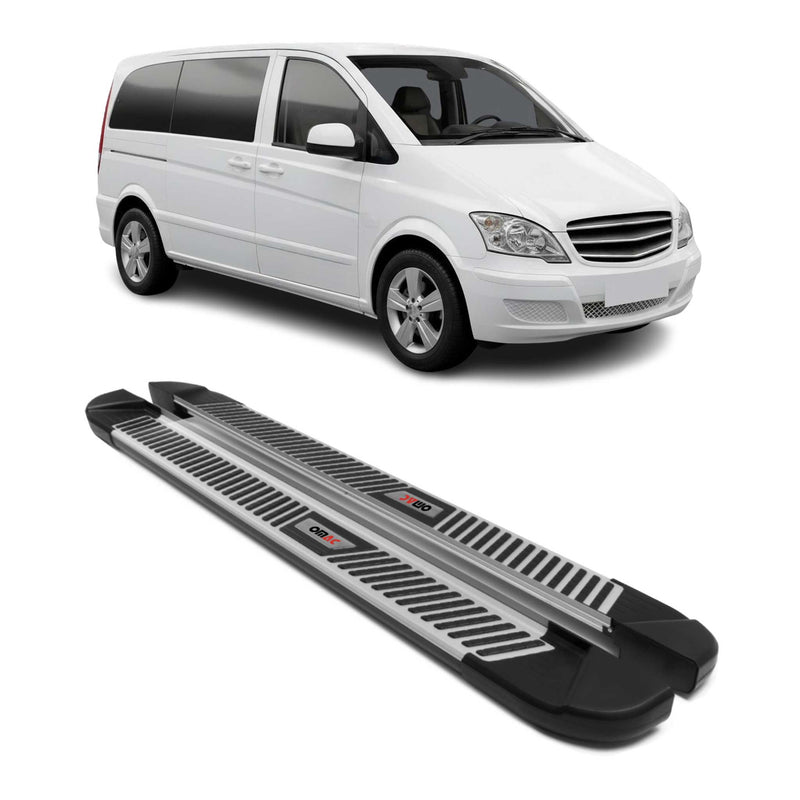 Trittbretter Seitenbretter für Mercedes Vito 2003-2014 Kurzer Alu Schwarz