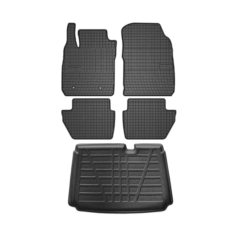 Fußmatten & Kofferraumwanne Set für Ford Ecosport 2011-2024 Gummi Schwarz 5x