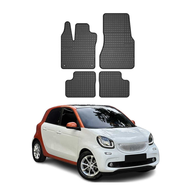 OMAC Gummi Fußmatten für Smart Forfour 2014-2020 Automatten Gummi Schwarz 4tlg