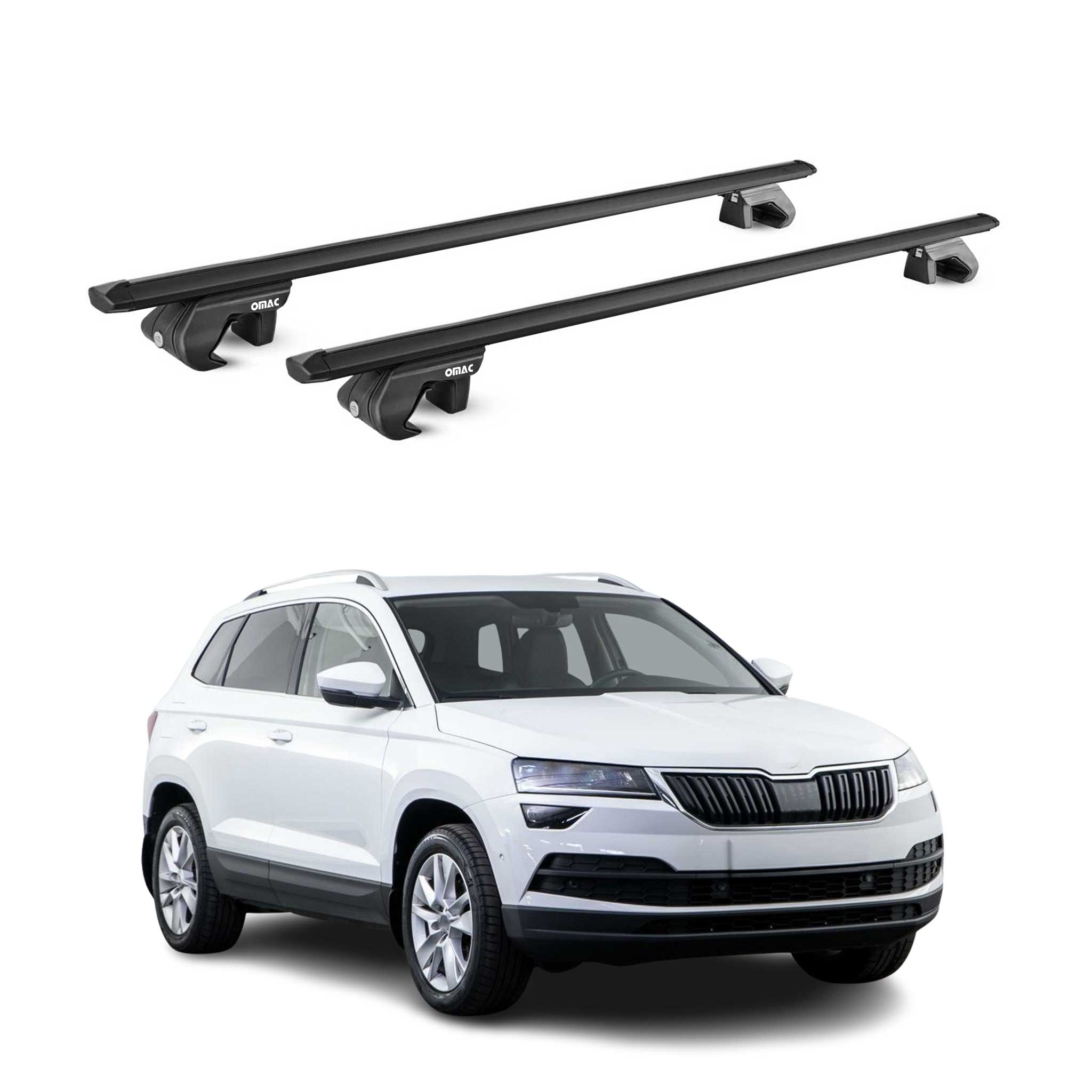 Dachträger Grundtäger für Skoda Karoq 2017-2026 90kg Aluminium Schwarz 2 tlg ABE