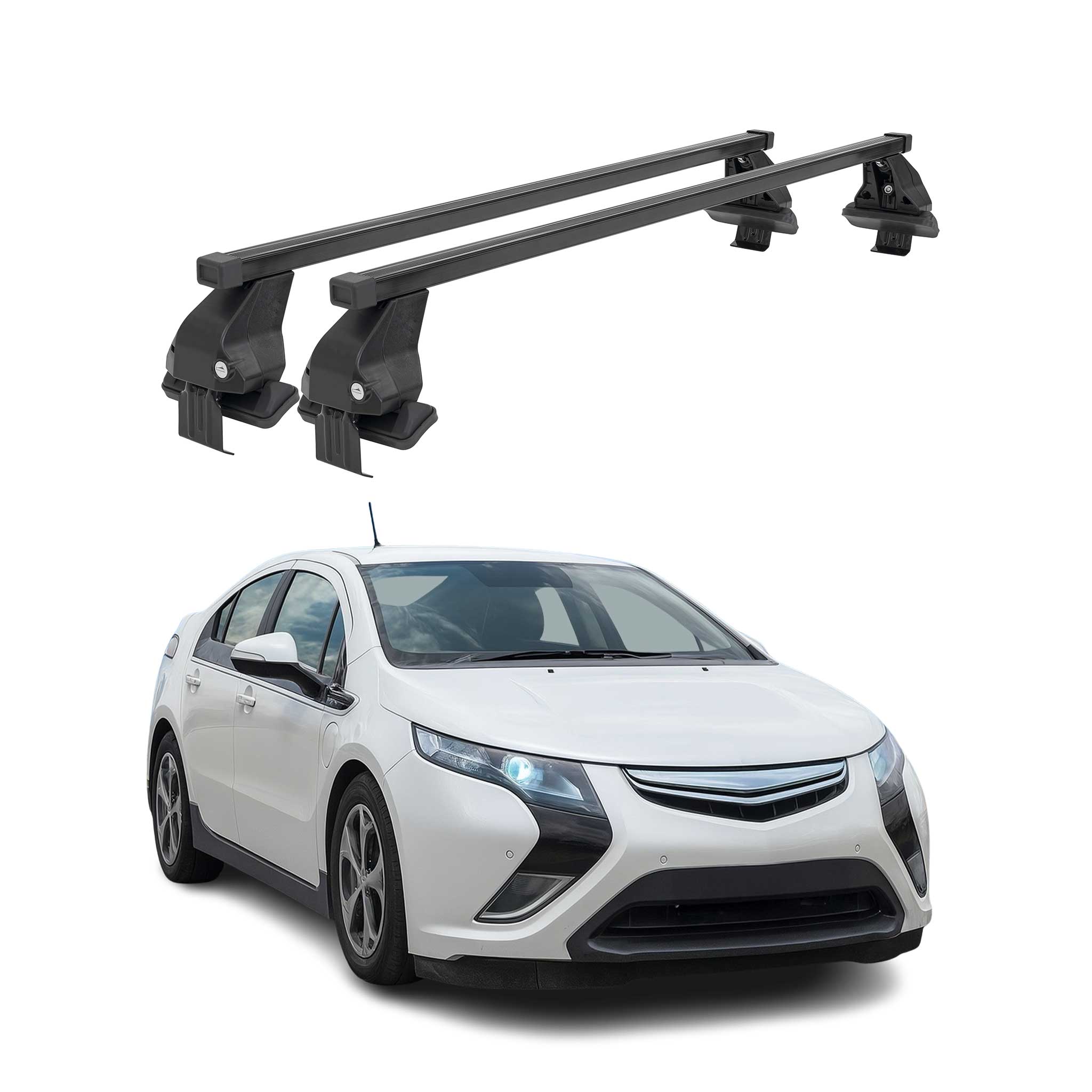 Menabo Dachträger Grundtäger für Opel Ampera 2011-2015 50kg Stahl Schwarz 2 tlg