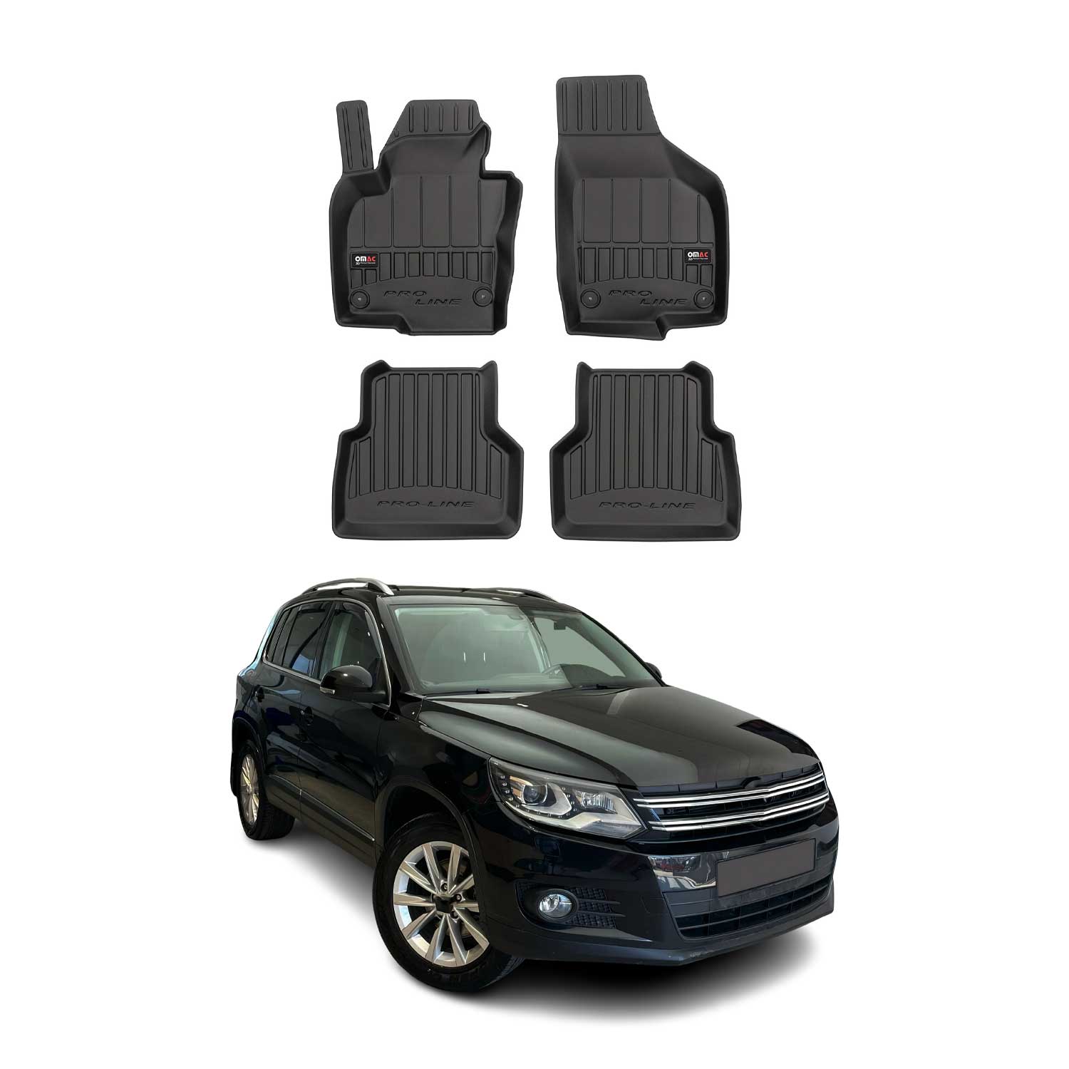 OMAC Gummi Fußmatten für VW Tiguan 2007-2016 Premium TPE 3D Automatten 4tlg
